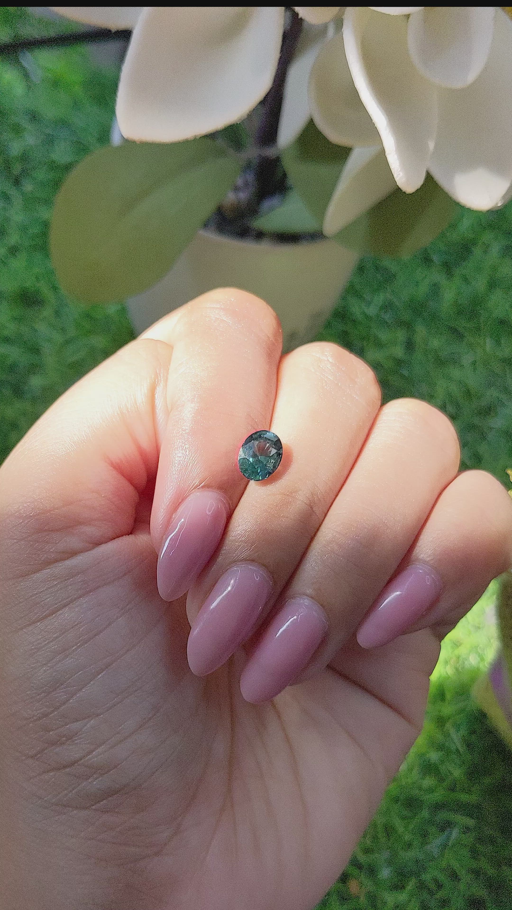 1.60 Ct. Bluish Green Sapphire from Madagascar Size Video