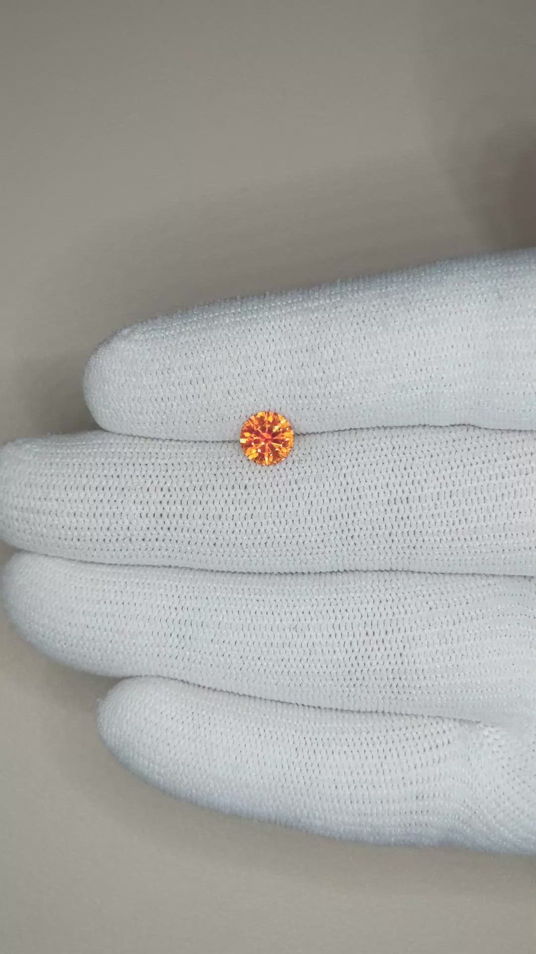 0.88 Ct. Orange Sapphire from Ceylon (Sri Lanka) Size Video