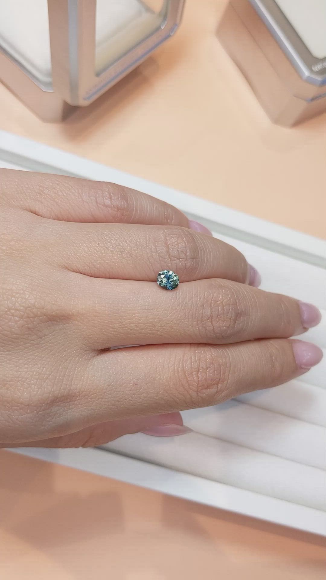 0.68 Ct. Greenish Blue Sapphire from Ceylon (Sri Lanka) Size Video