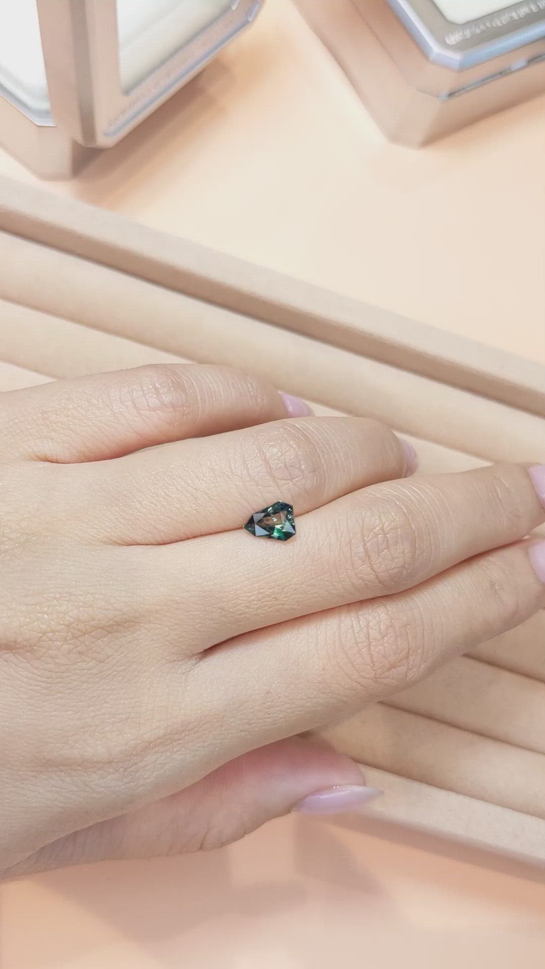1.23 Ct. Bluish Green Sapphire from Madagascar Size Video