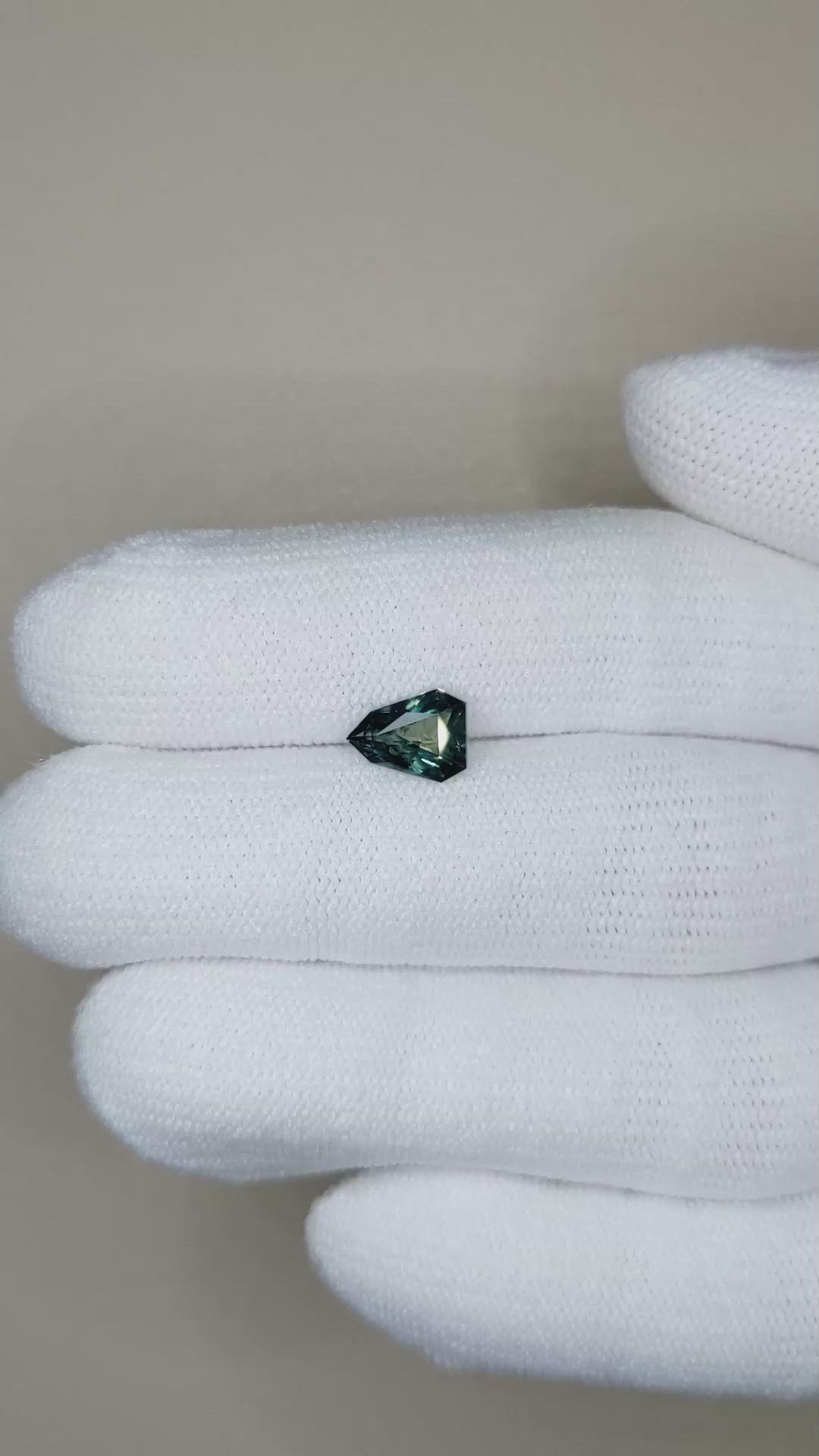 1.23 Ct. Bluish Green Sapphire from Madagascar Size Video