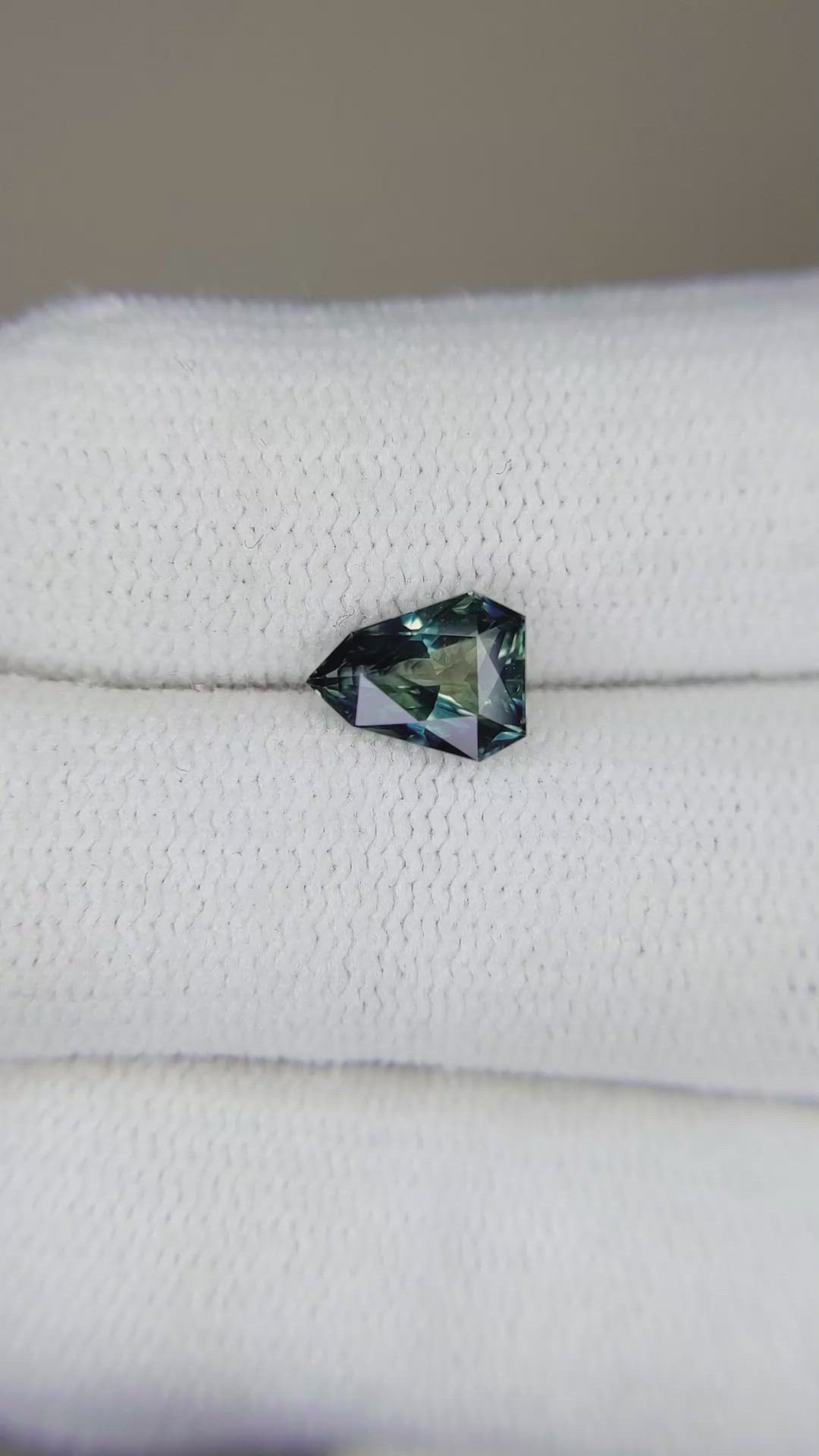 1.23 Ct. Bluish Green Sapphire from Madagascar Size Video