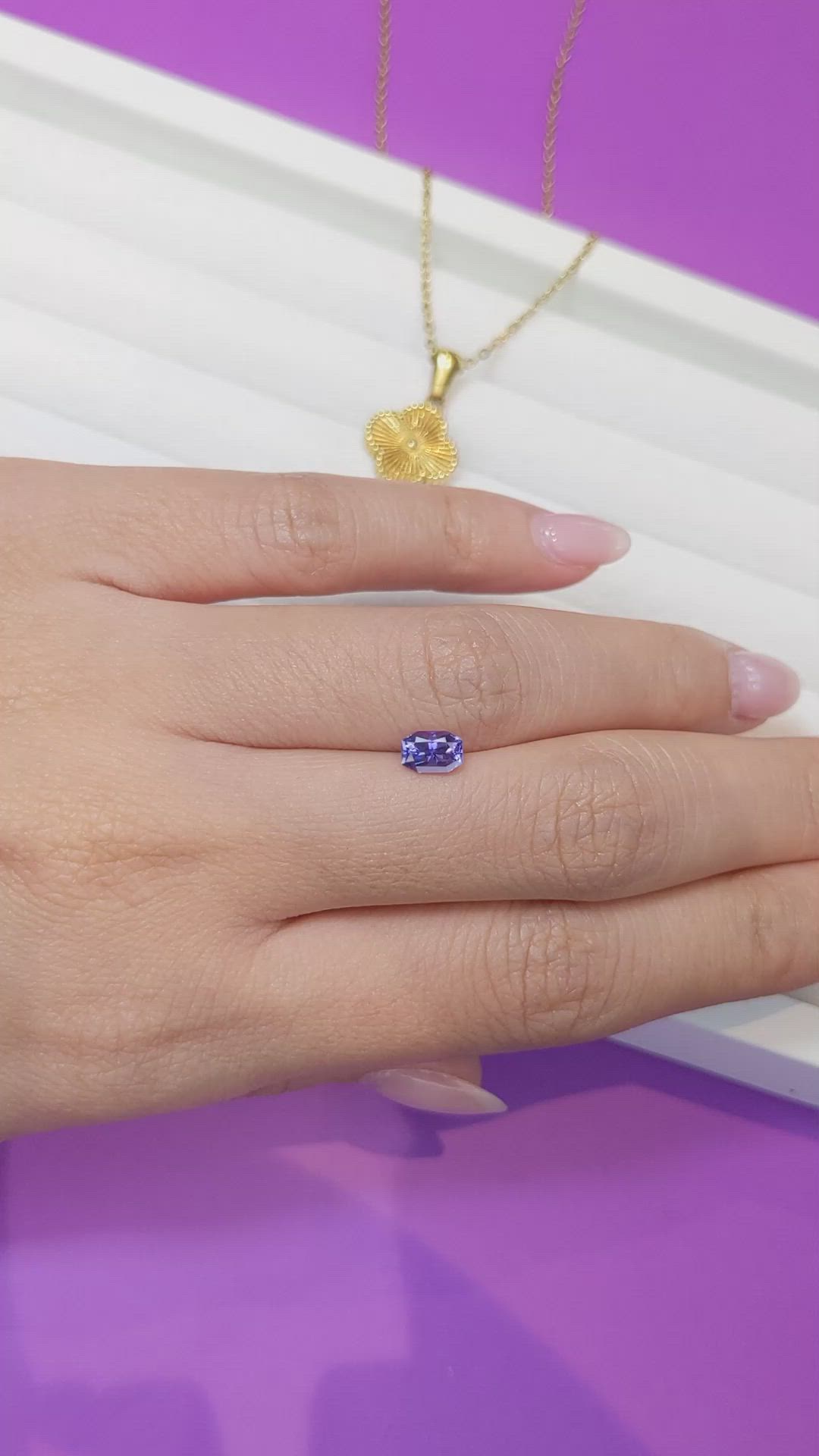 0.76 Ct. Purple Sapphire from Ceylon (Sri Lanka) Size Video