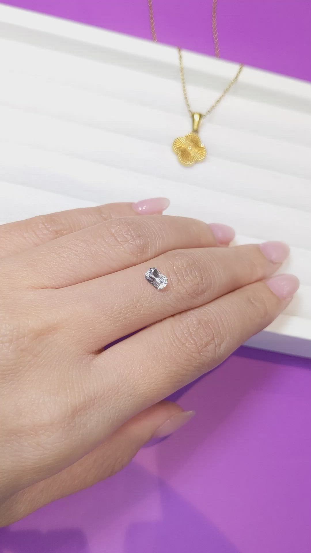 0.63 Ct. White Sapphire from Ceylon (Sri Lanka) Size Video