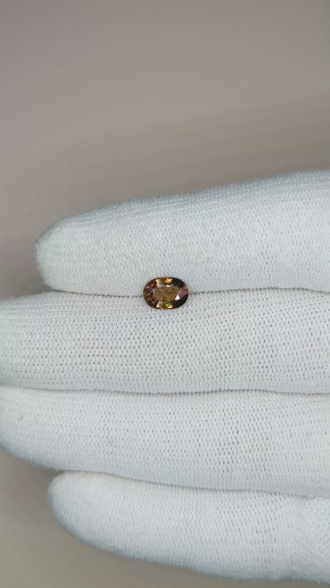 1.19 Ct. Yellowish Brown Sapphire from Ceylon (Sri Lanka) Size Video