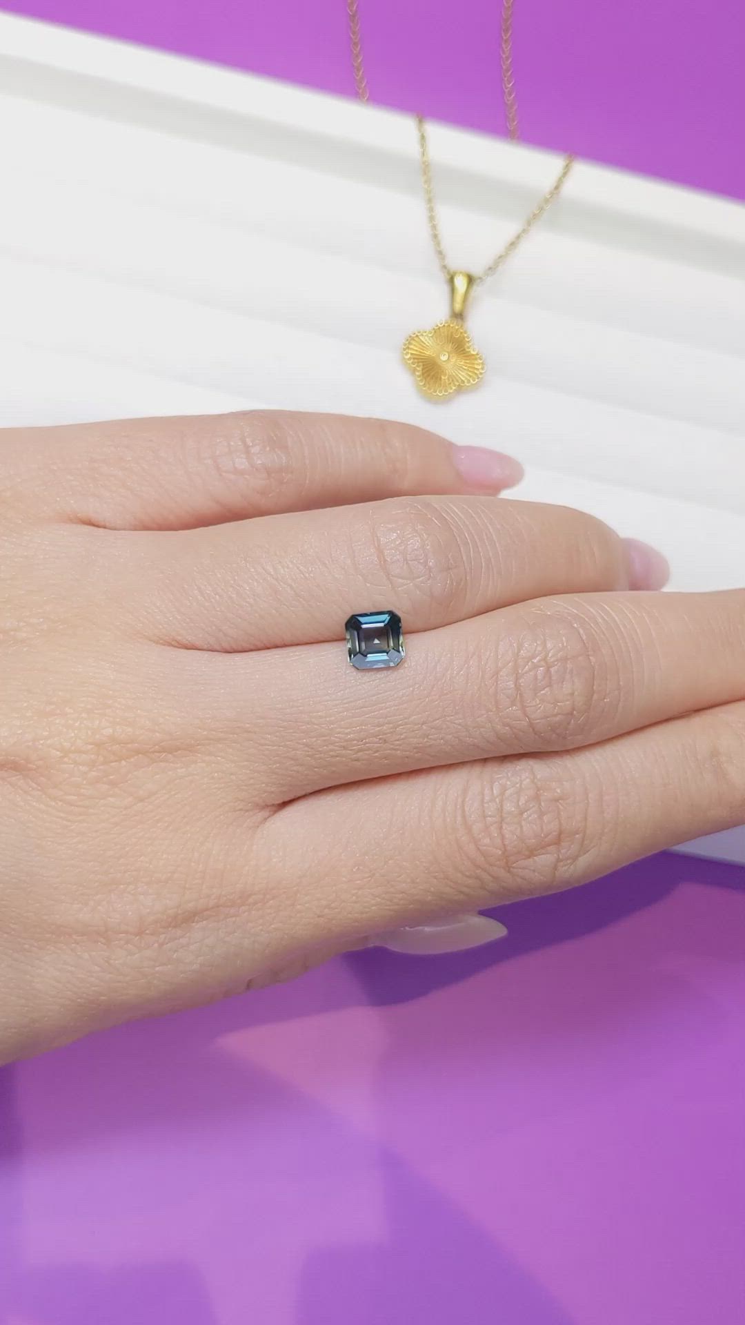 1.25 Ct. Greenish Blue Sapphire from Thailand Size Video