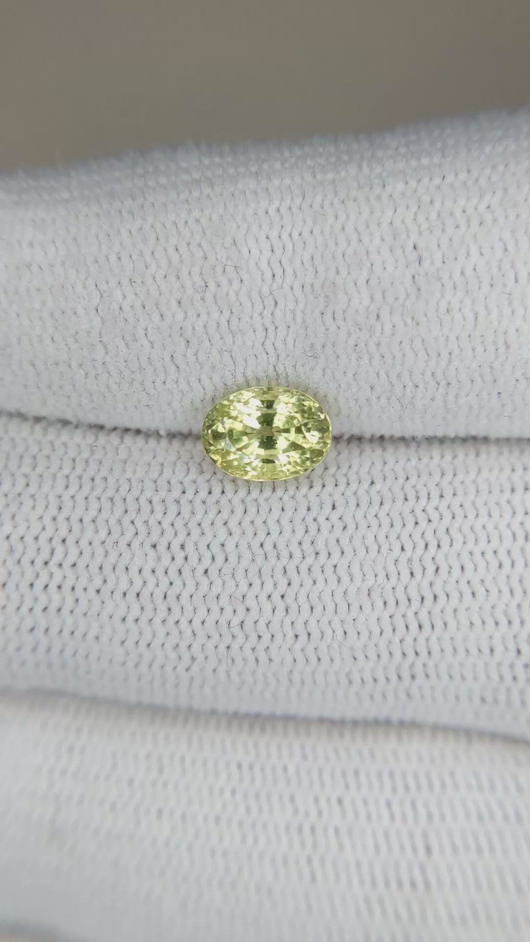 1.56 Ct. Greenish Yellow Sapphire from Ceylon (Sri Lanka) Size Video