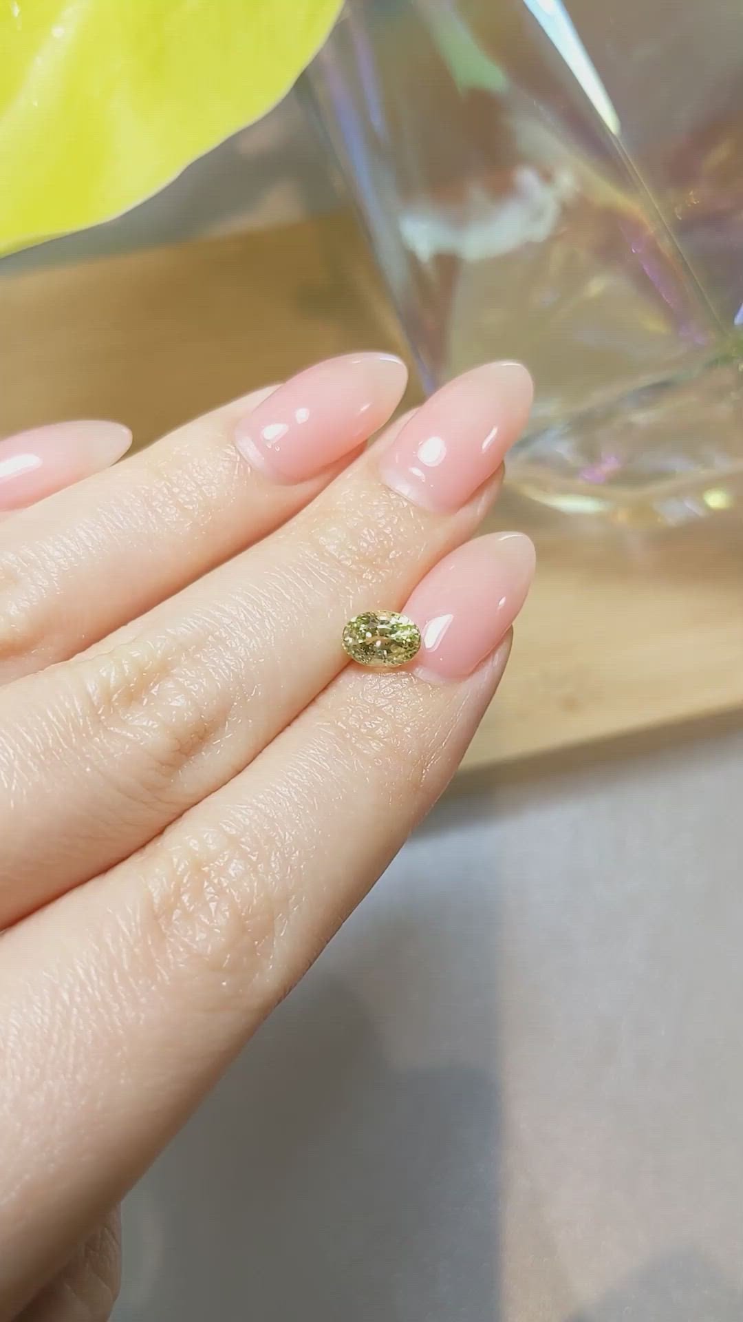 1.56 Ct. Greenish Yellow Sapphire from Ceylon (Sri Lanka) Size Video