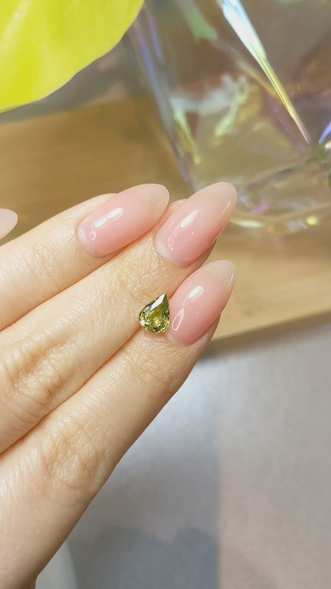 1.32 Ct. Greenish Yellow Sapphire from Ceylon (Sri Lanka) Size Video