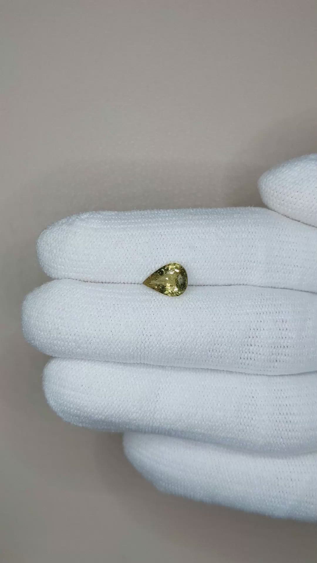 1.32 Ct. Greenish Yellow Sapphire from Ceylon (Sri Lanka) Size Video