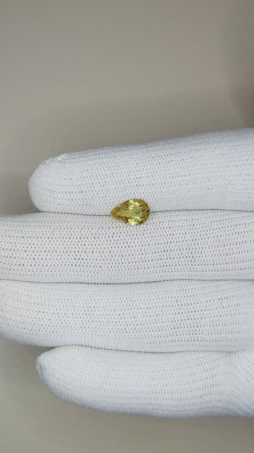 1.35 Ct. Greenish Yellow Sapphire from Ceylon (Sri Lanka) Size Video