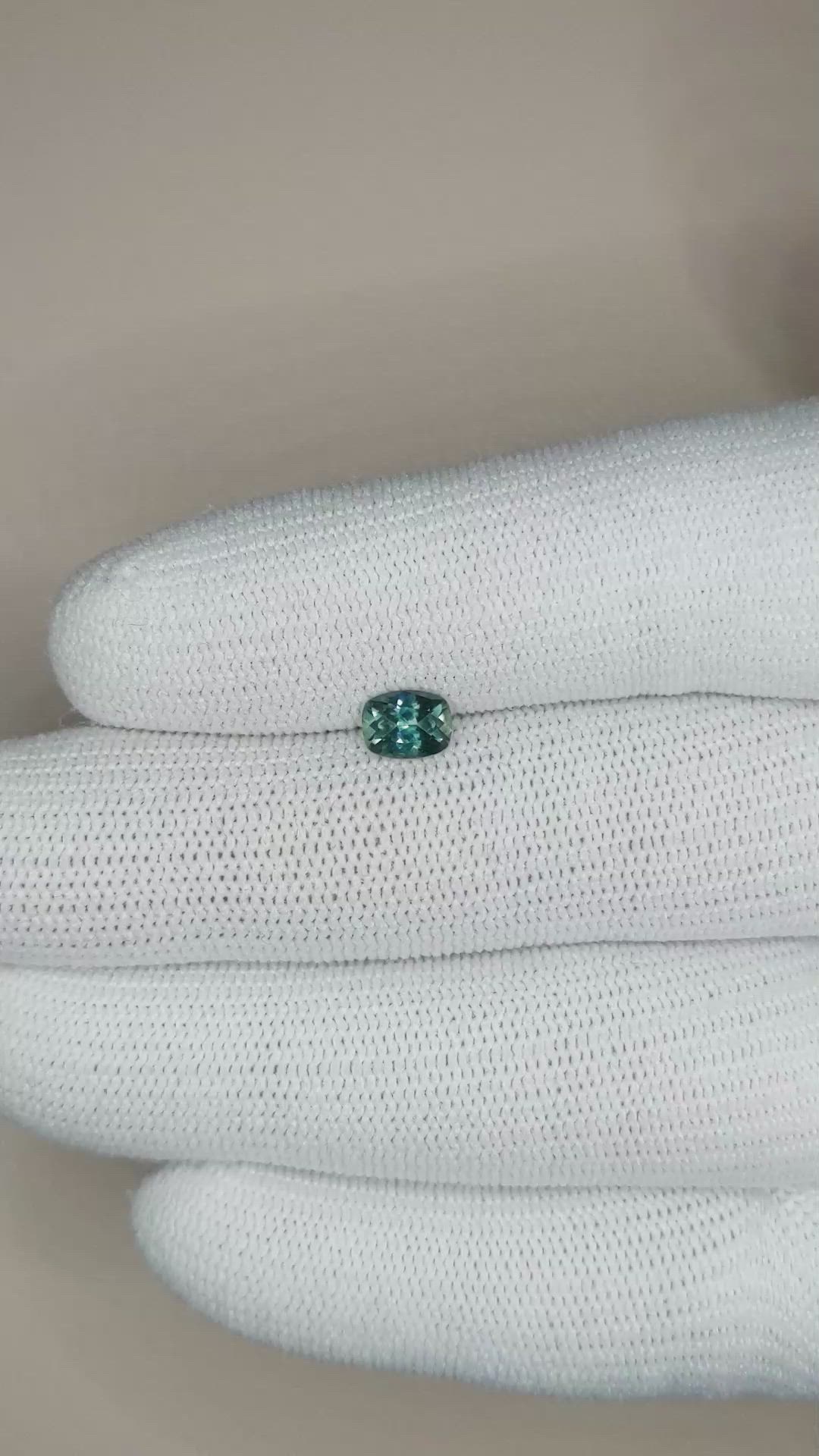 0.74 Ct. Bluish Green Sapphire from Ceylon (Sri Lanka) Size Video