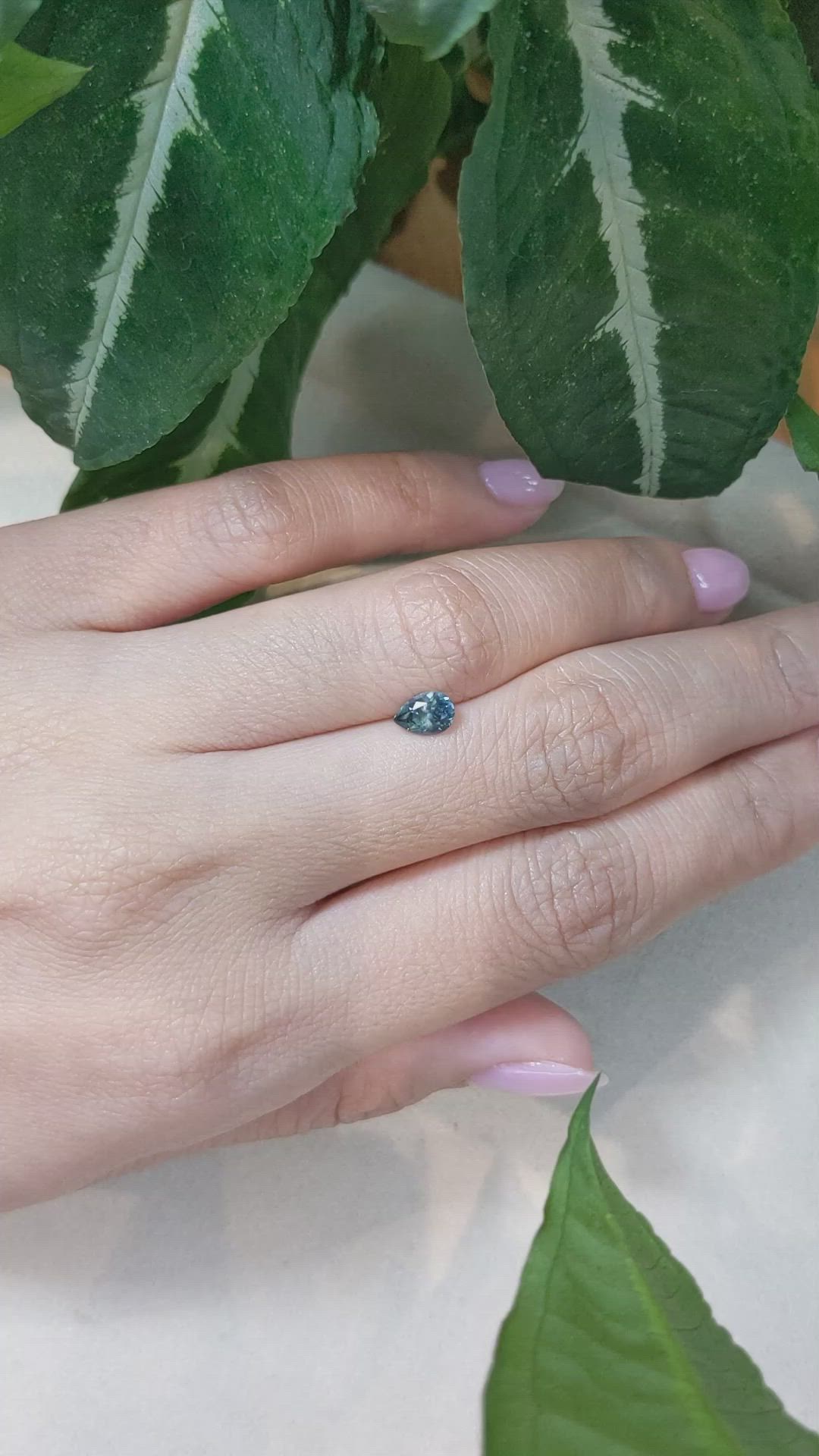 0.69 Ct. Greenish Blue Sapphire from Montana Size Video