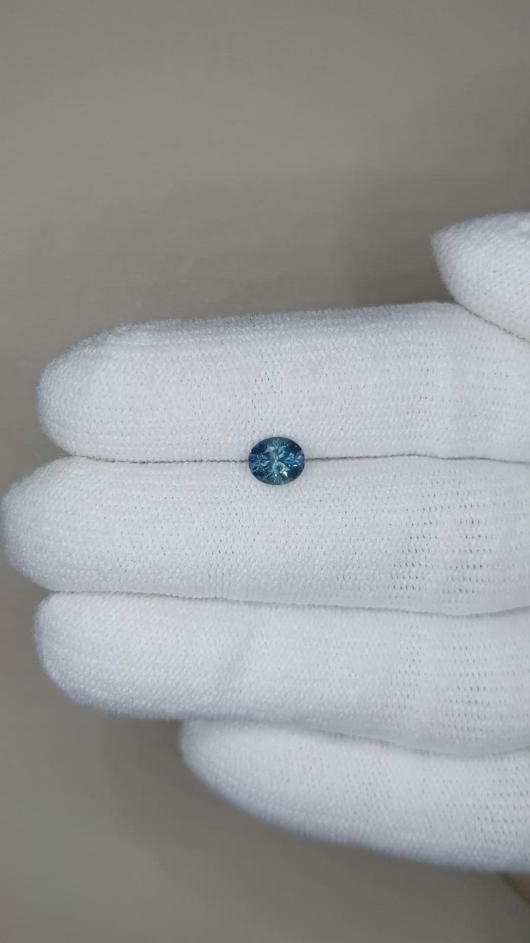 0.70 Ct. Greenish Blue Sapphire from Montana Size Video
