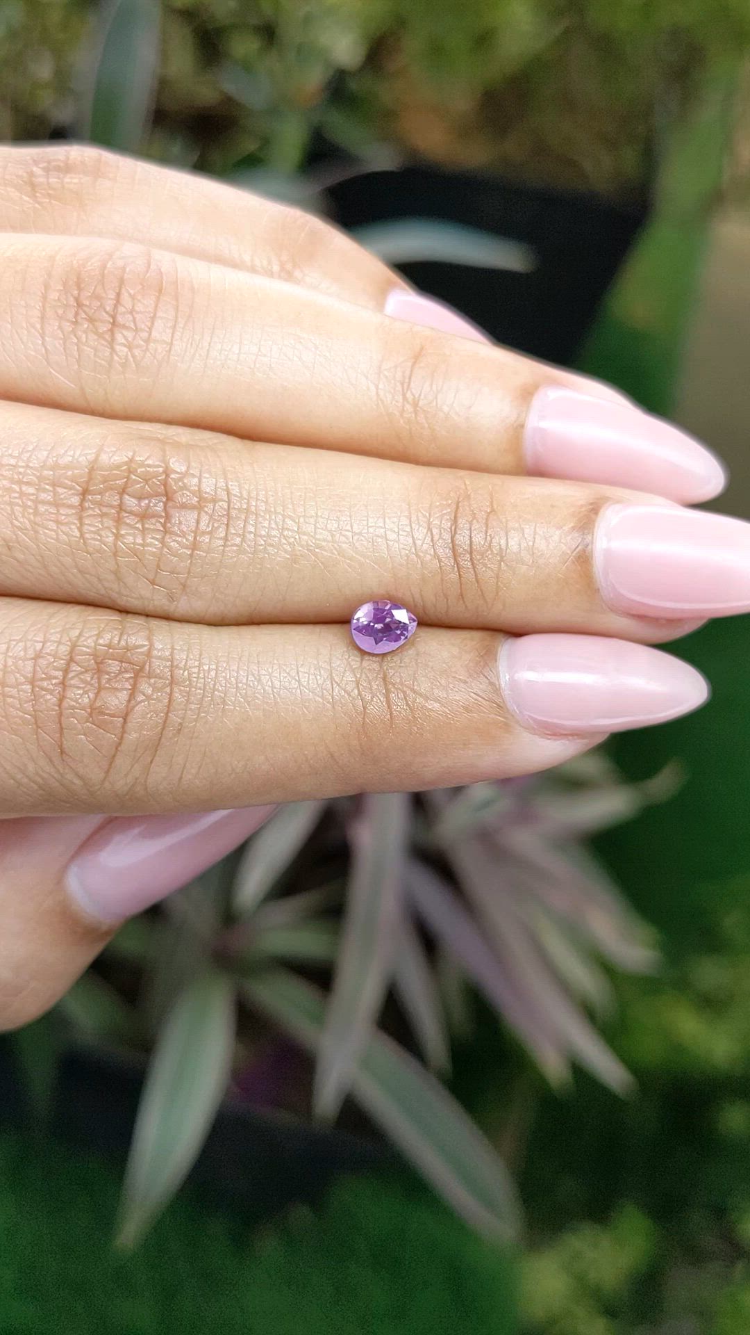 0.52 Ct. Pinkish Purple Sapphire from Ceylon (Sri Lanka) Size Video