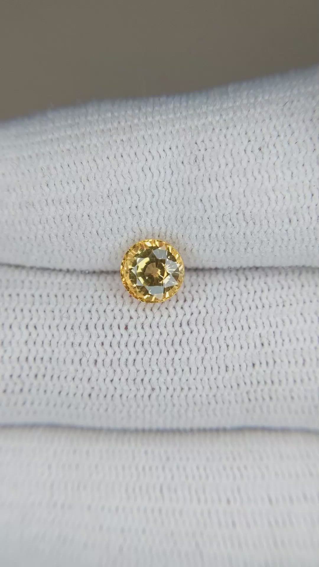 1.35 Ct. Orangish Yellow Sapphire from Ceylon (Sri Lanka) Size Video