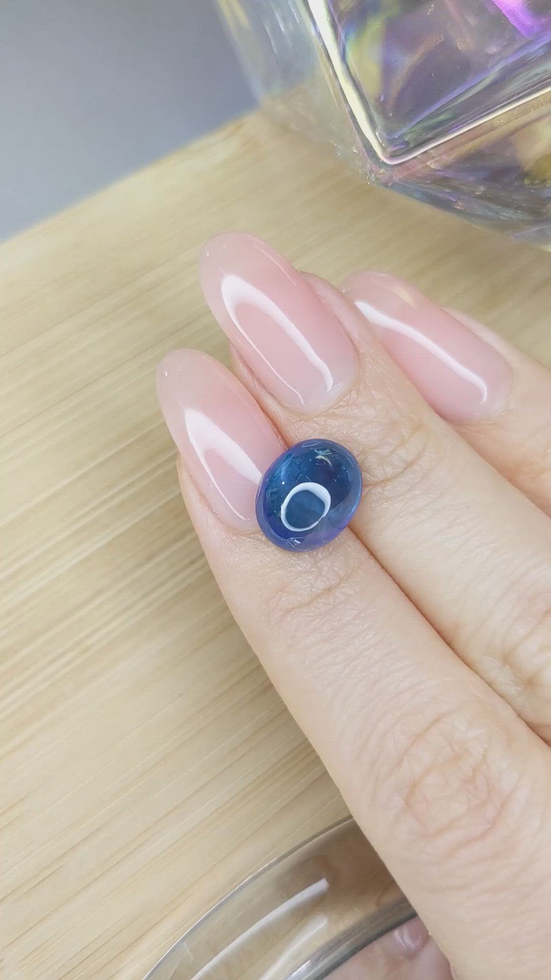 6.77 Ct. Blue Cabochon Sapphire from Ceylon (Sri Lanka) Size Video
