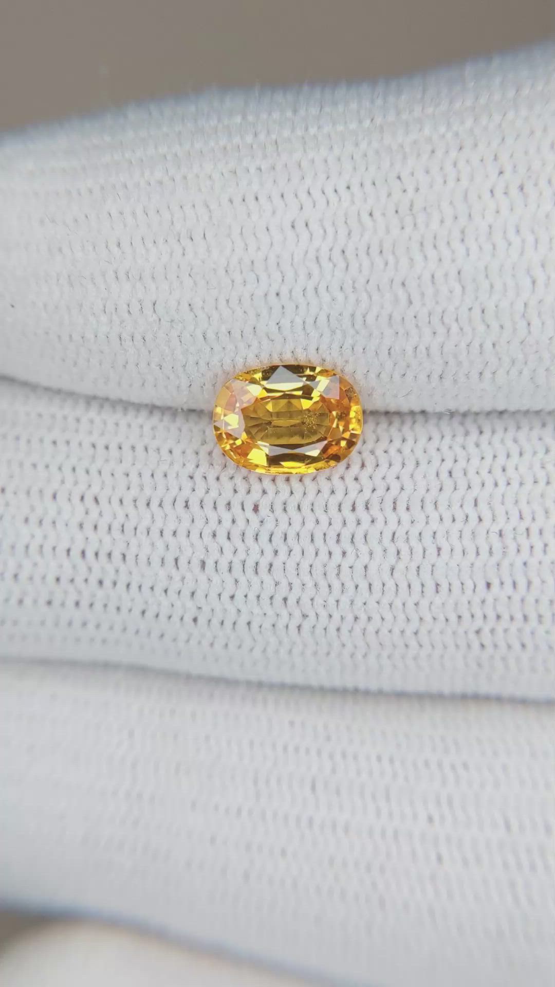 1.39 Ct. Orangish Yellow Sapphire from Ceylon (Sri Lanka) Size Video
