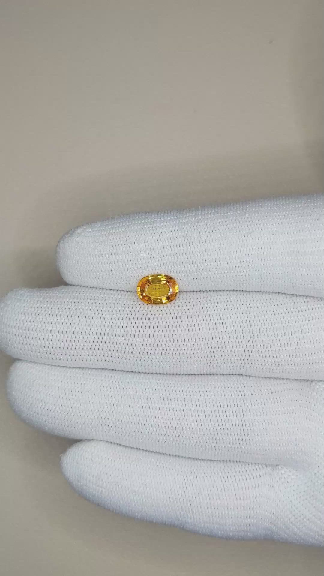 1.39 Ct. Orangish Yellow Sapphire from Ceylon (Sri Lanka) Size Video