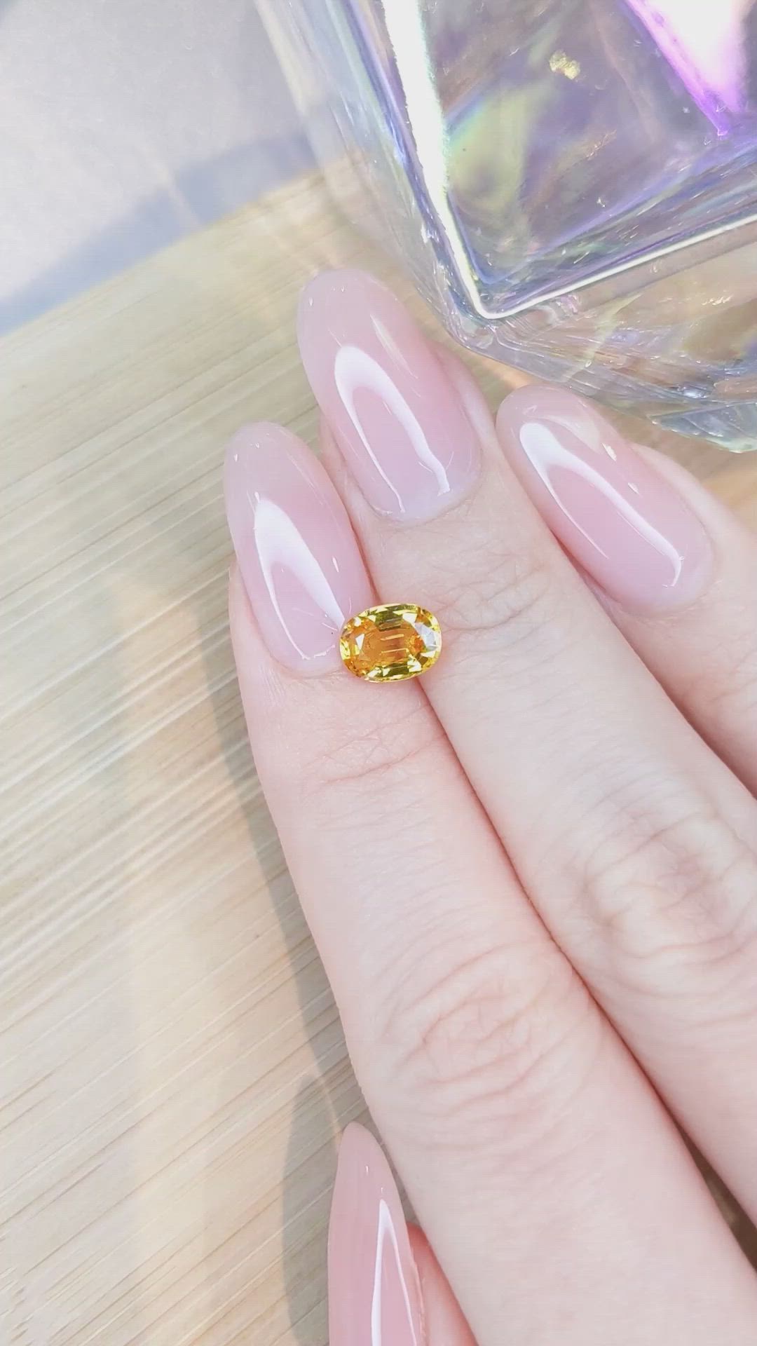 1.39 Ct. Orangish Yellow Sapphire from Ceylon (Sri Lanka) Size Video