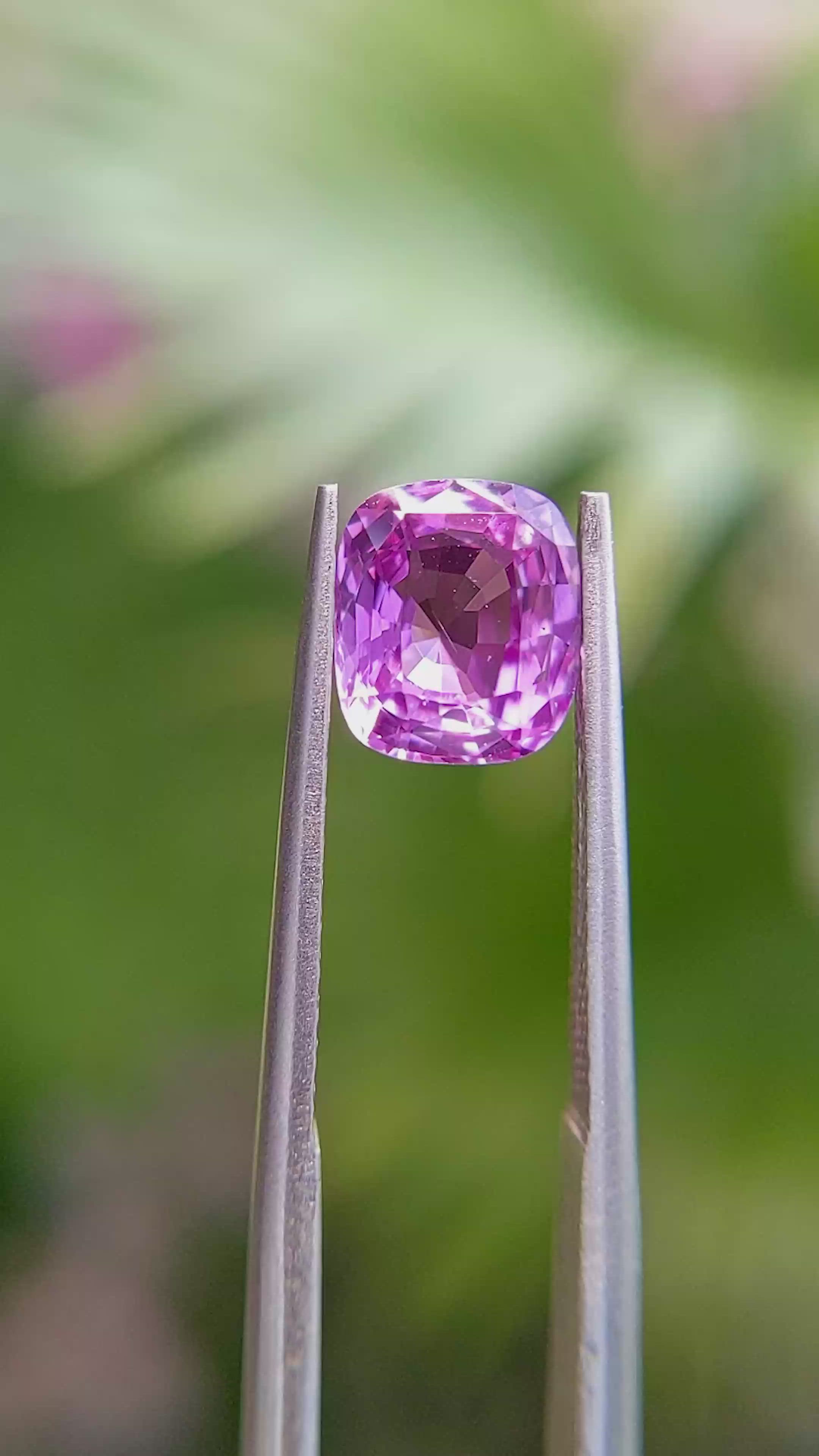 2.01 Ct. Pinkish Purple Sapphire from Ceylon (Sri Lanka) Size Video