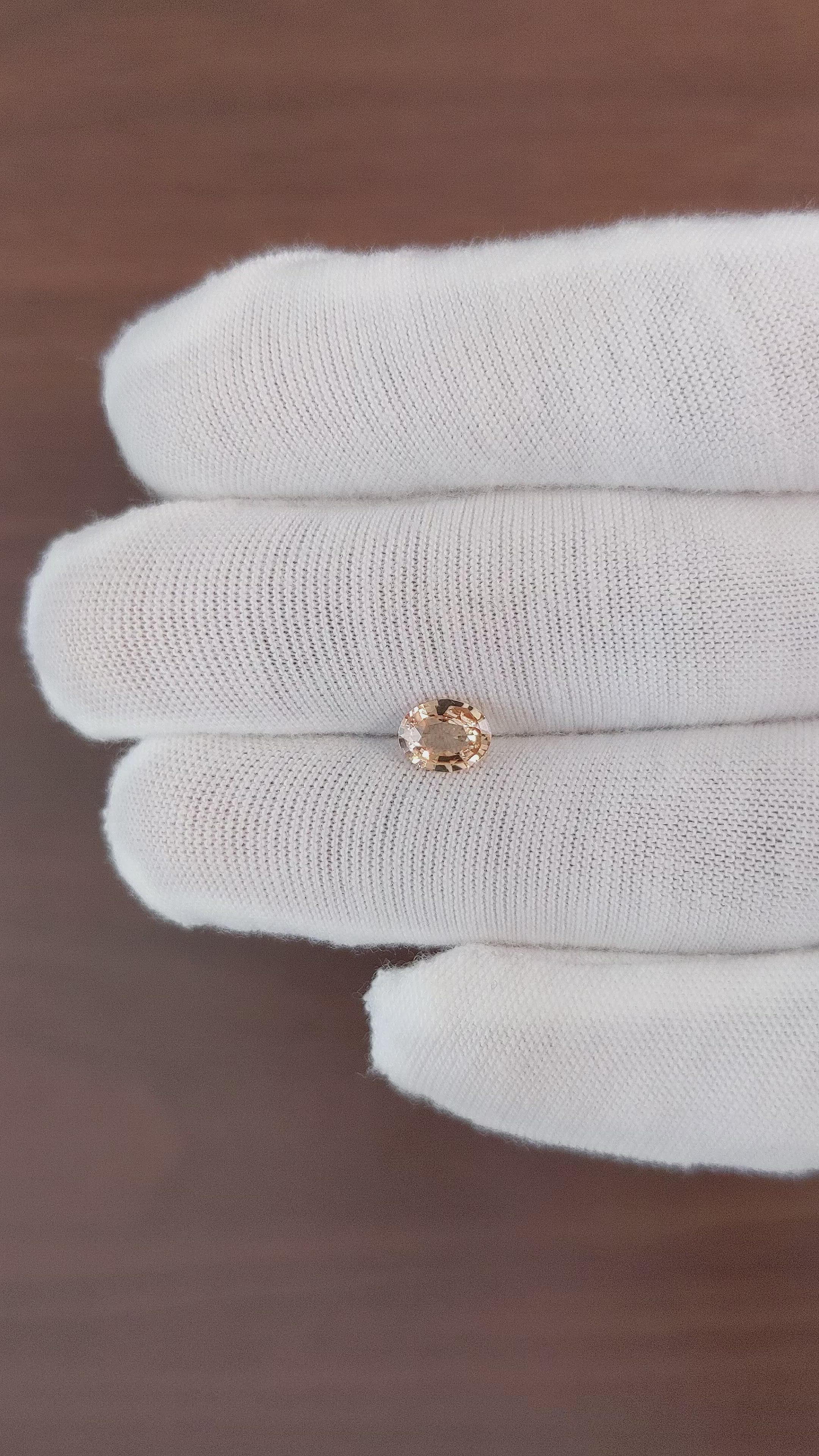 0.95 Ct. Peach Sapphire from Ceylon (Sri Lanka) Size Video