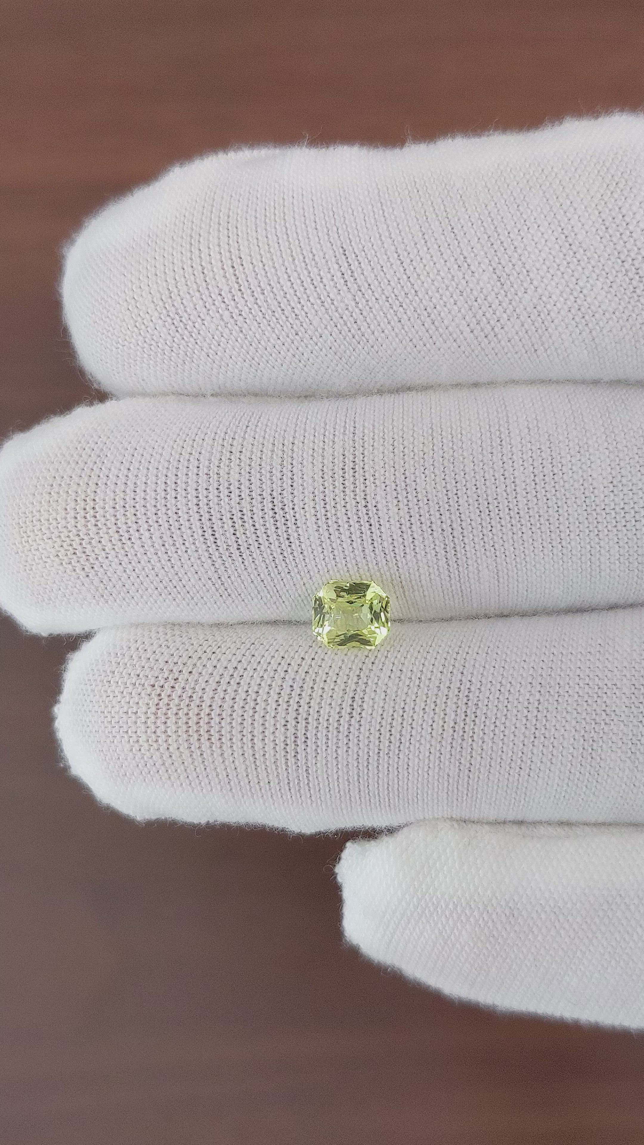 1.09 Ct. Greenish Yellow Sapphire from Ceylon (Sri Lanka) Size Video