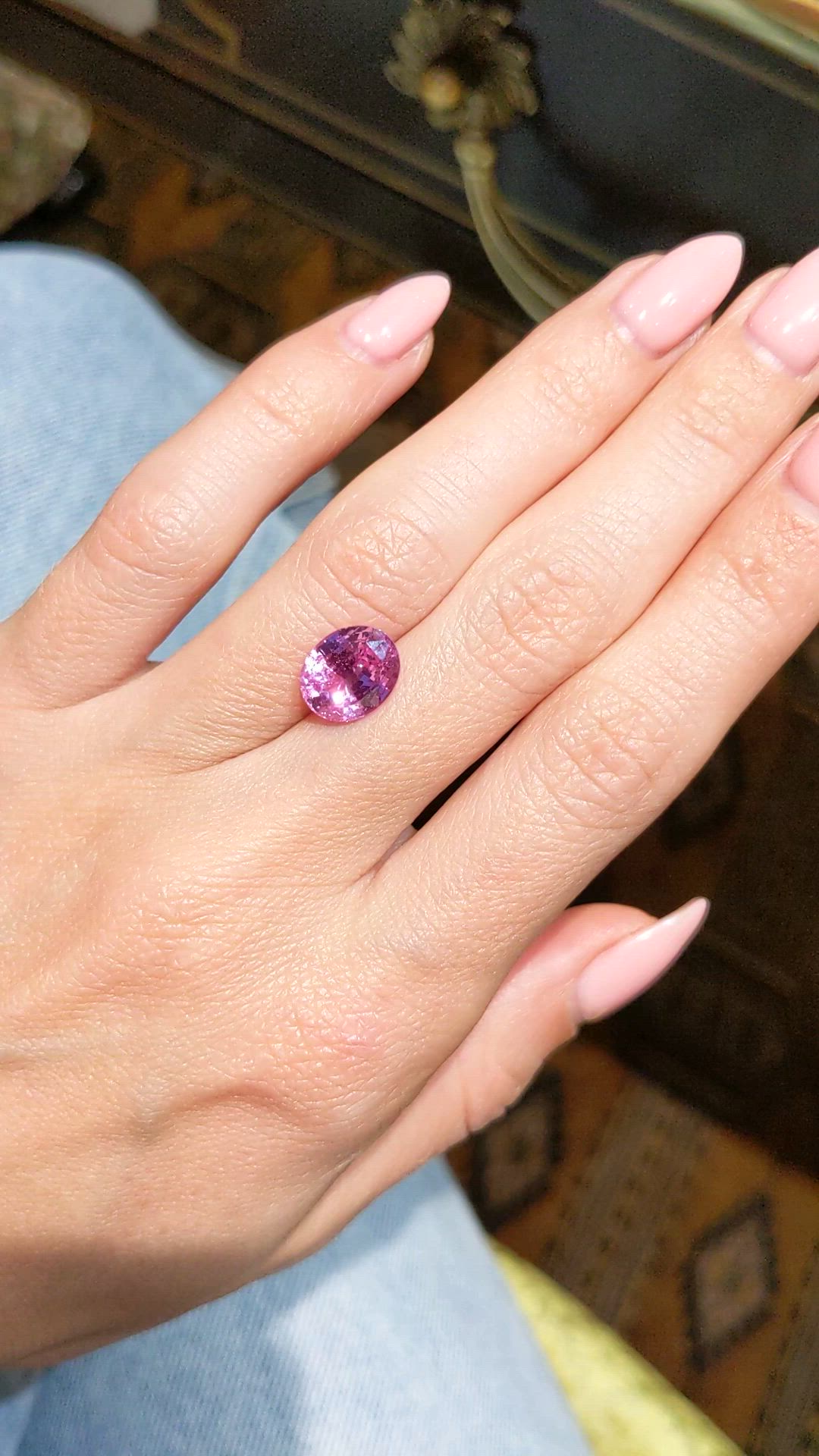 4.12 Ct. Pink Sapphire from Ceylon (Sri Lanka) Size Video
