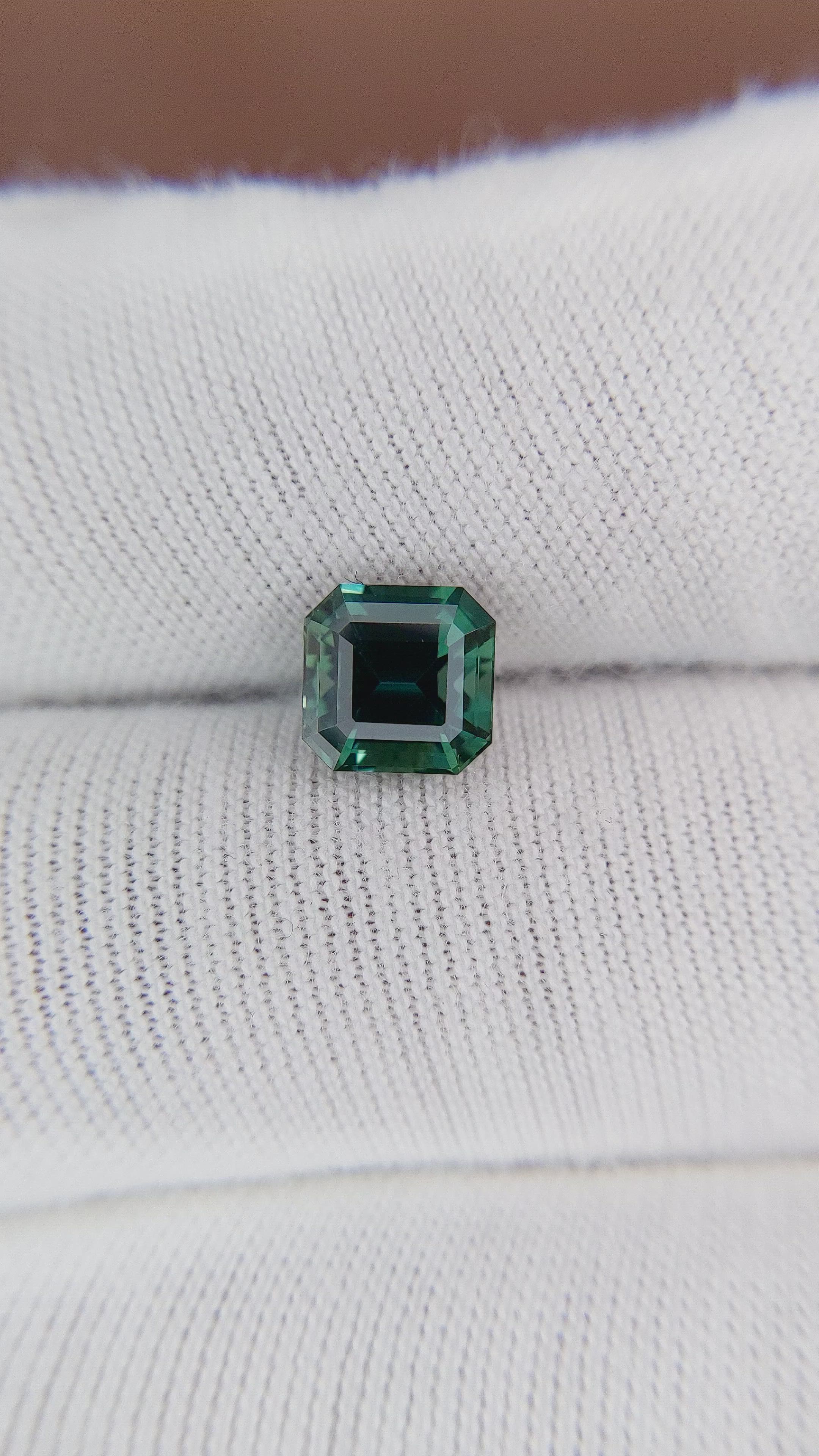 2.04 Ct. Bluish Green Sapphire from Madagascar Size Video