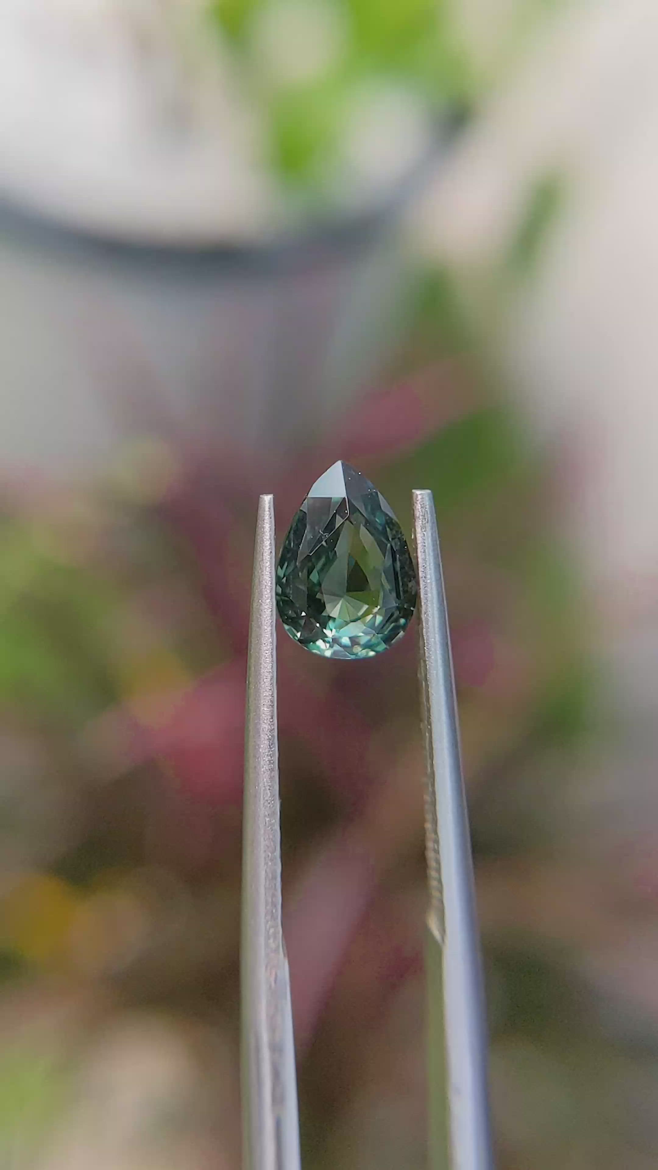 1.51 Ct. Bluish Green Sapphire from Madagascar Size Video