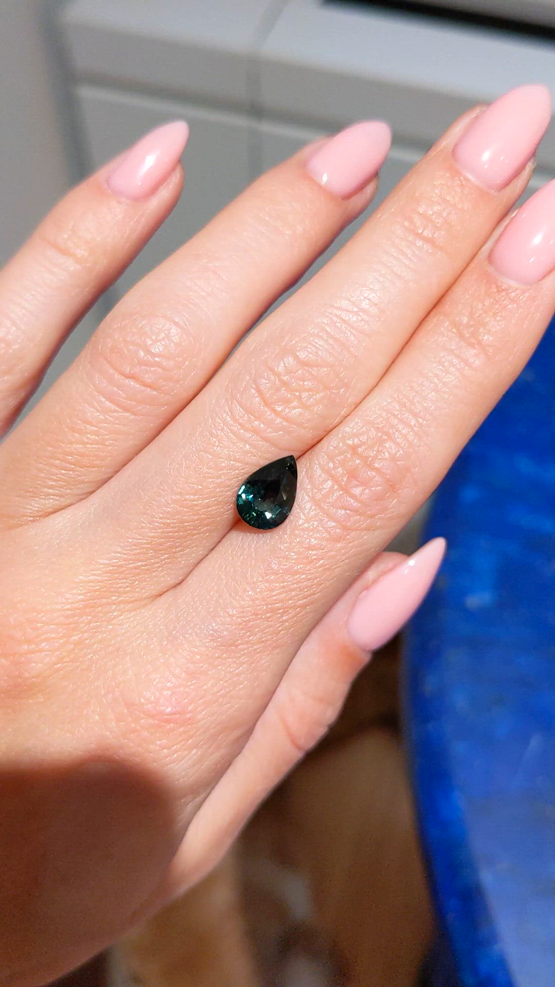 3.05 Ct. Greenish Blue Sapphire from Madagascar Size Video