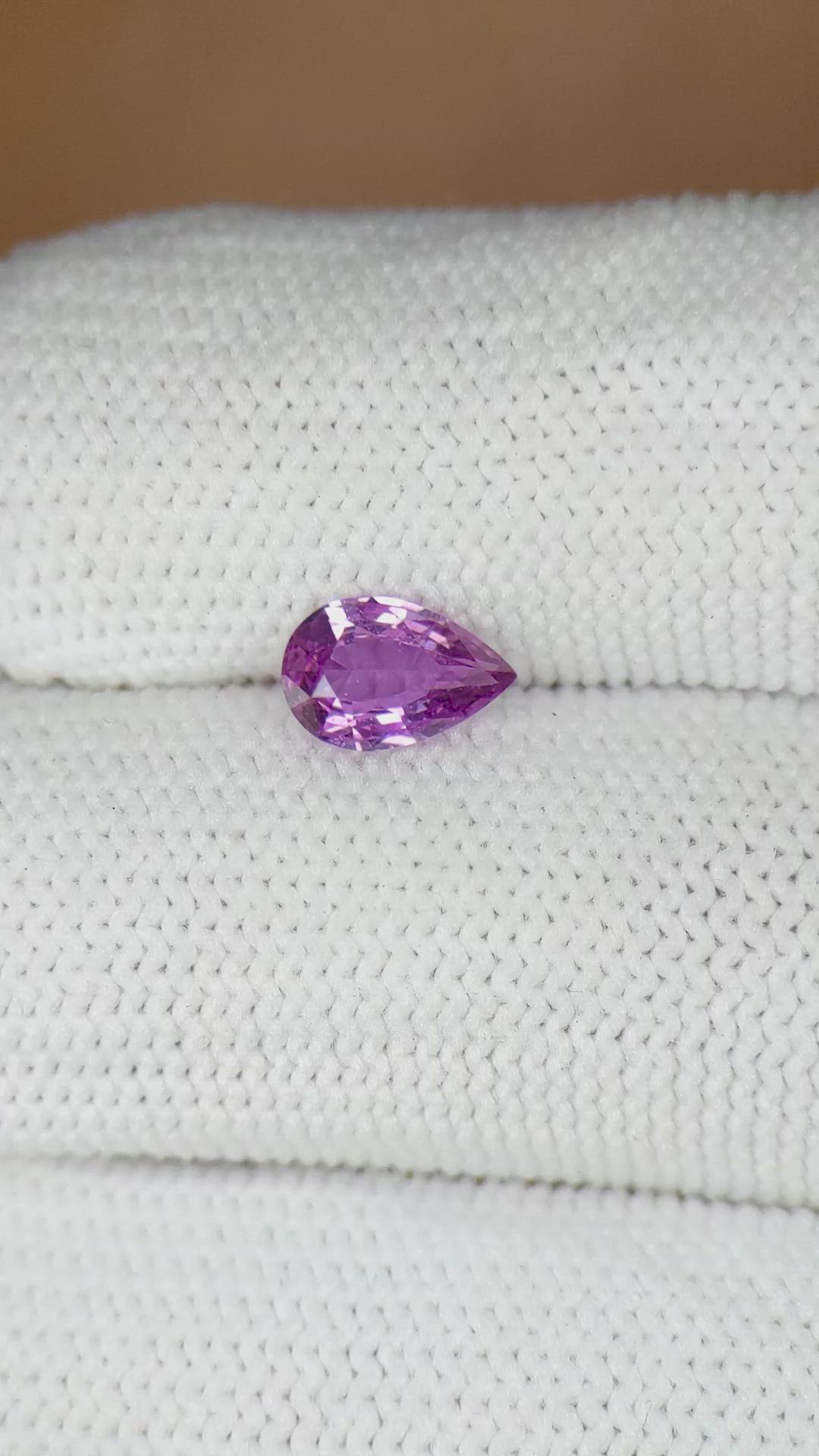 1.06 Ct. Pinkish Purple Sapphire from Ceylon (Sri Lanka) Size Video