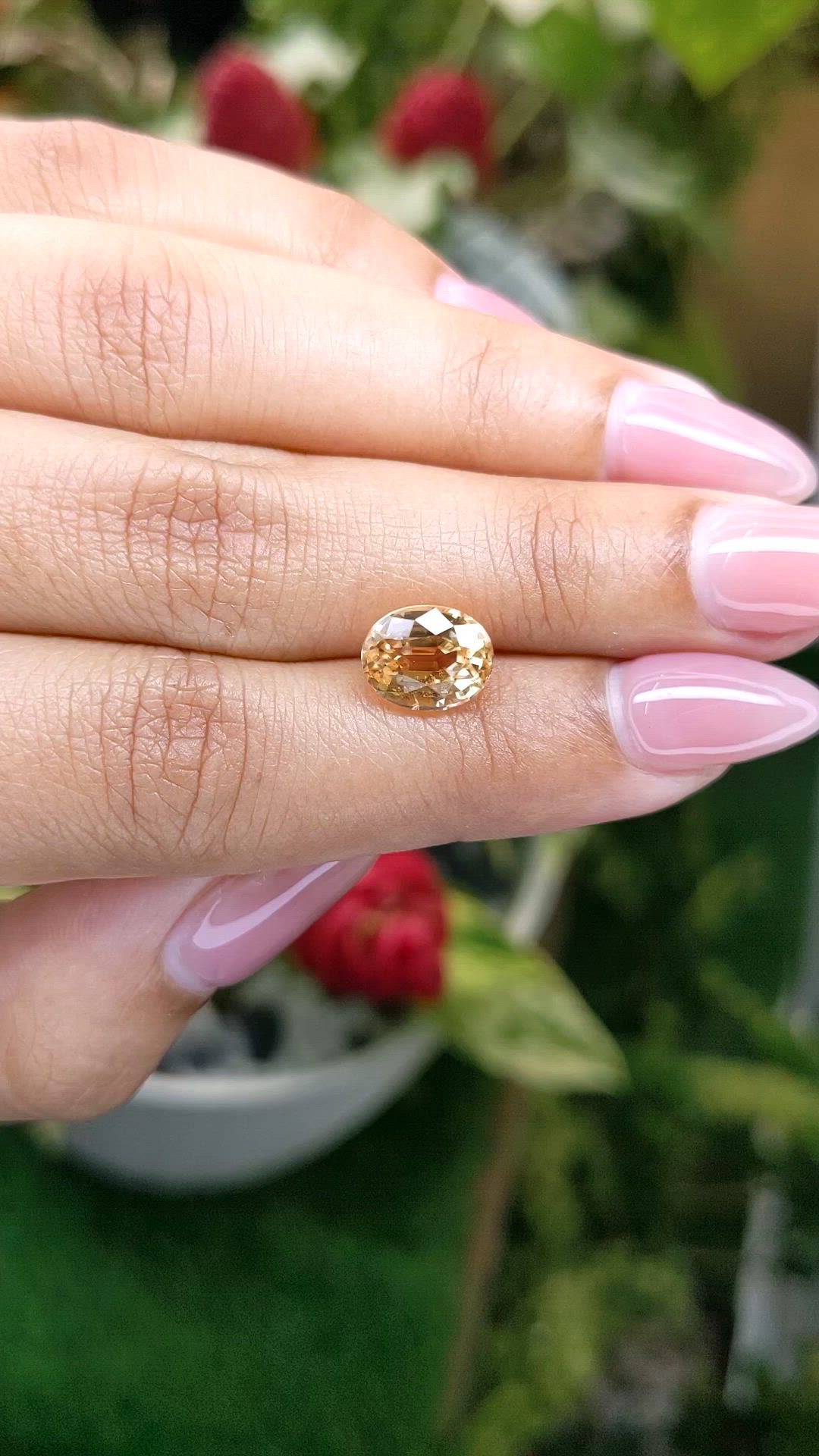 3.87 Ct. Peach Sapphire from Ceylon (Sri Lanka) Size Video