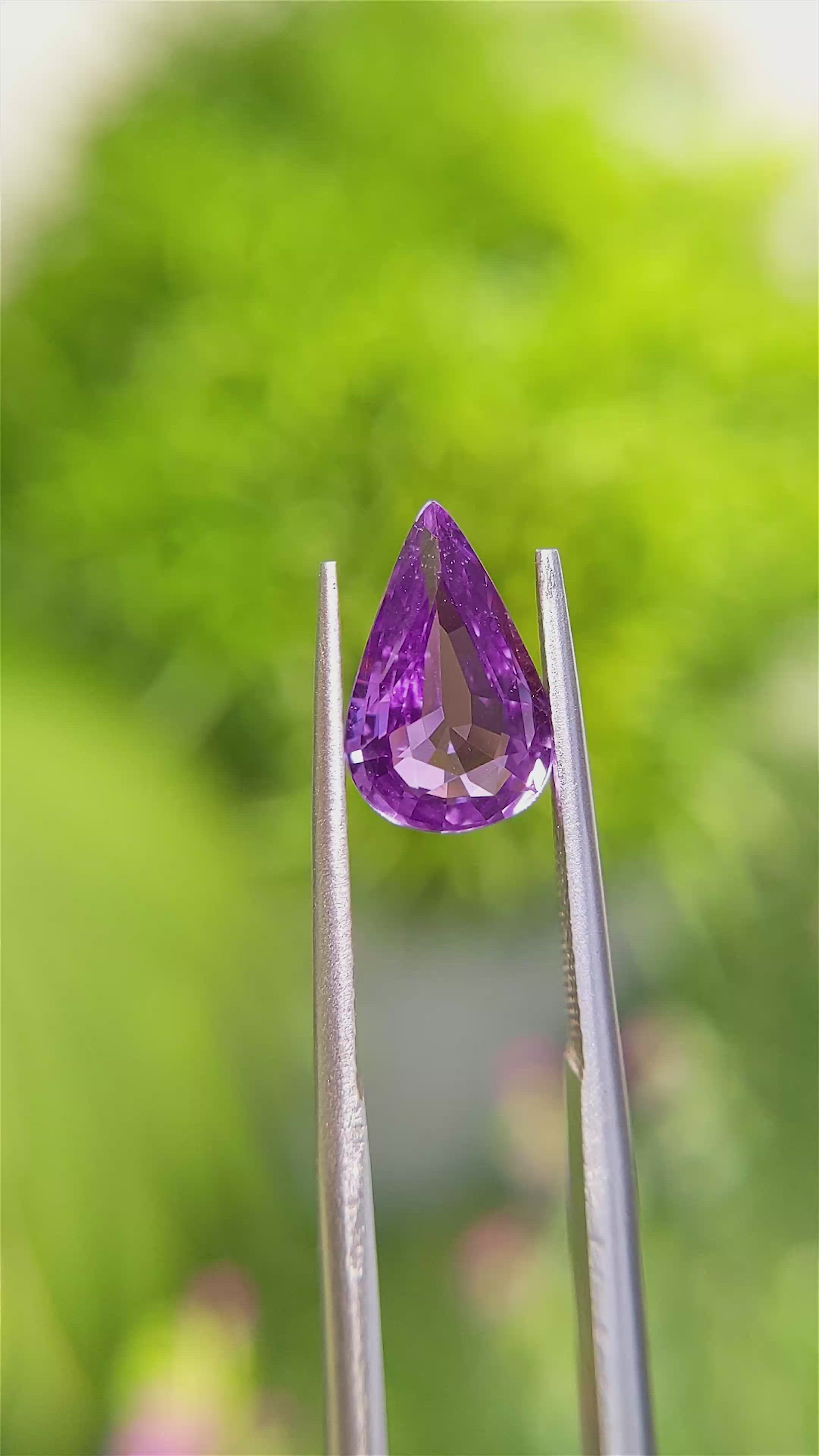 2.04 Ct. Purple Sapphire from Ceylon (Sri Lanka) Size Video