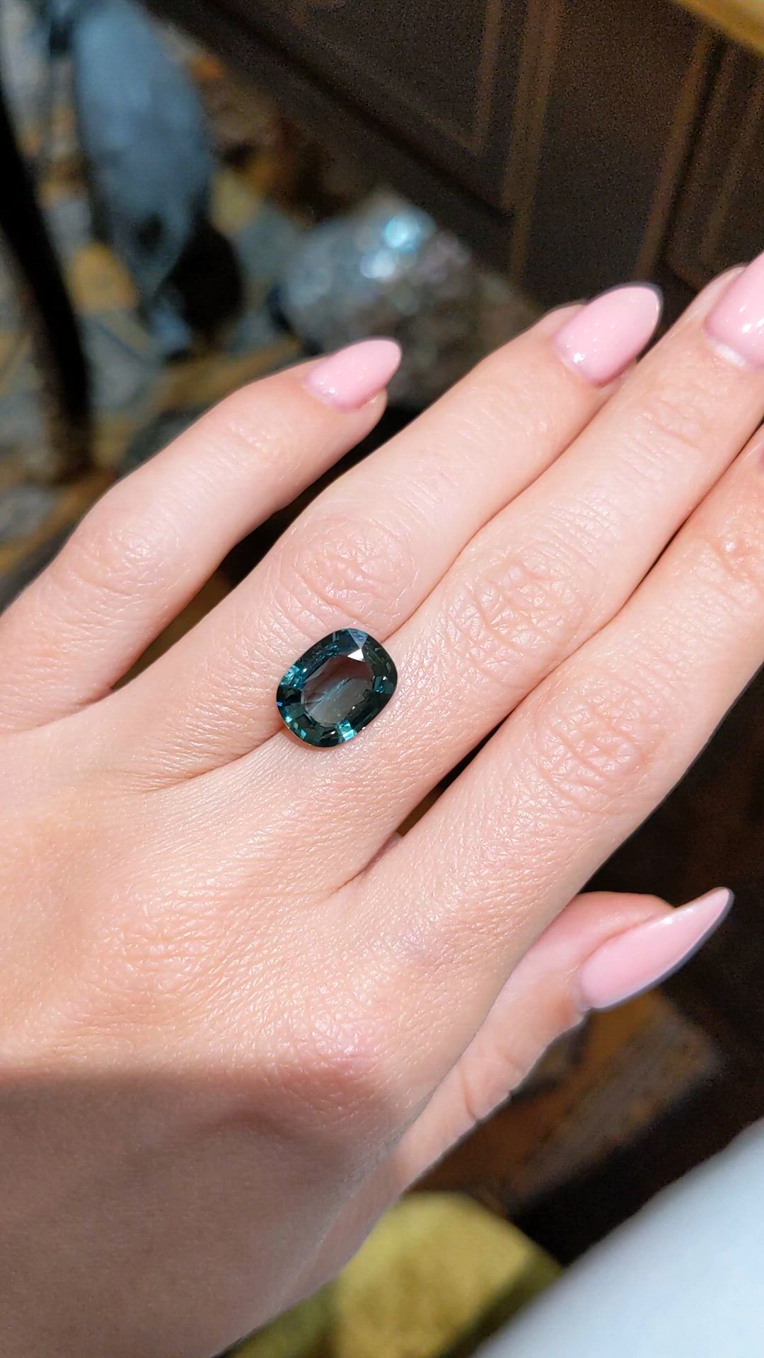 4.47 Ct. Bluish Green Sapphire from Ceylon (Sri Lanka) Size Video