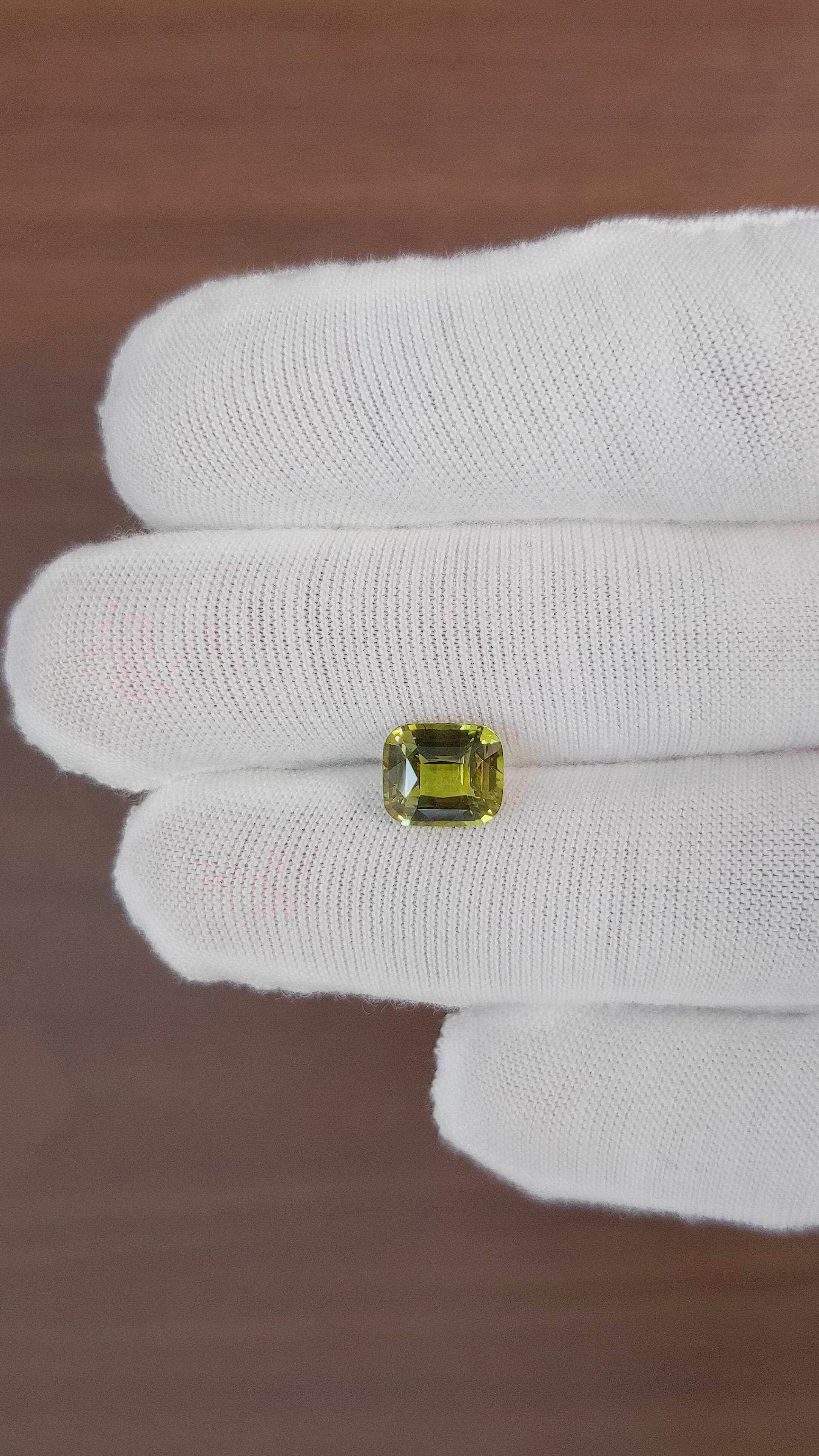 3.04 Ct. Yellowish Green Sapphire from Madagascar Size Video