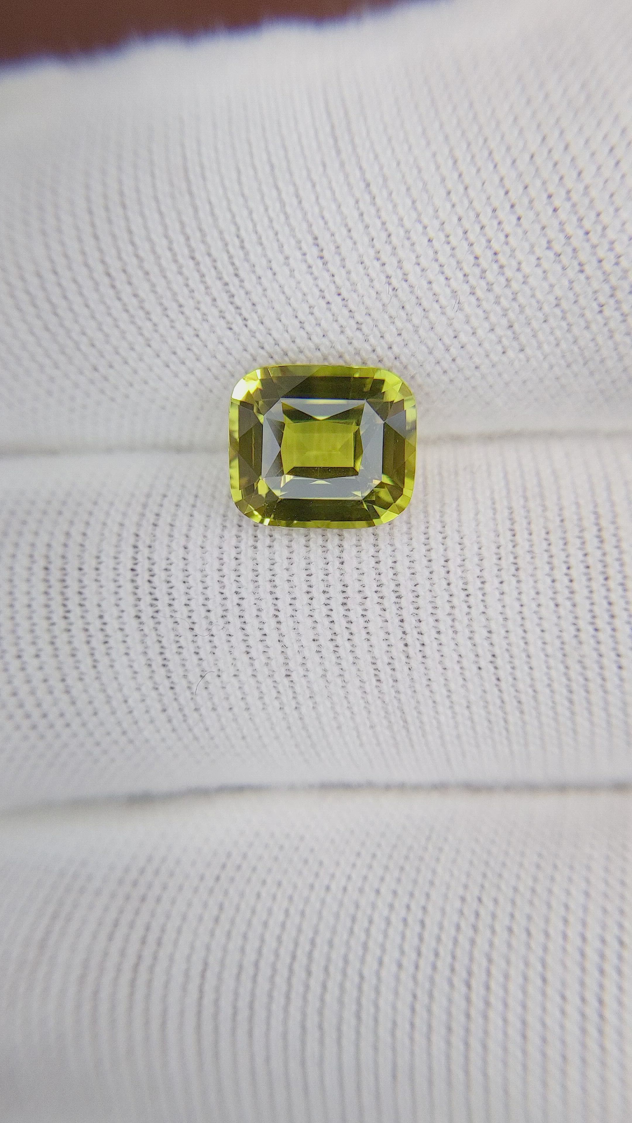 3.04 Ct. Yellowish Green Sapphire from Madagascar Size Video