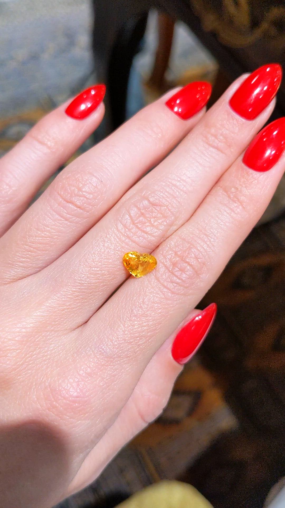 1.32 Ct. Orangish Yellow Sapphire from Ceylon (Sri Lanka) Size Video