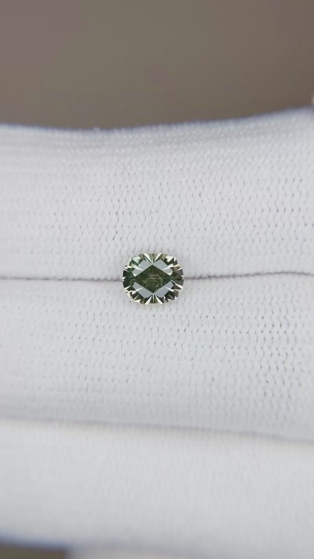 0.76 Ct. Yellowish Green Sapphire from Montana Size Video