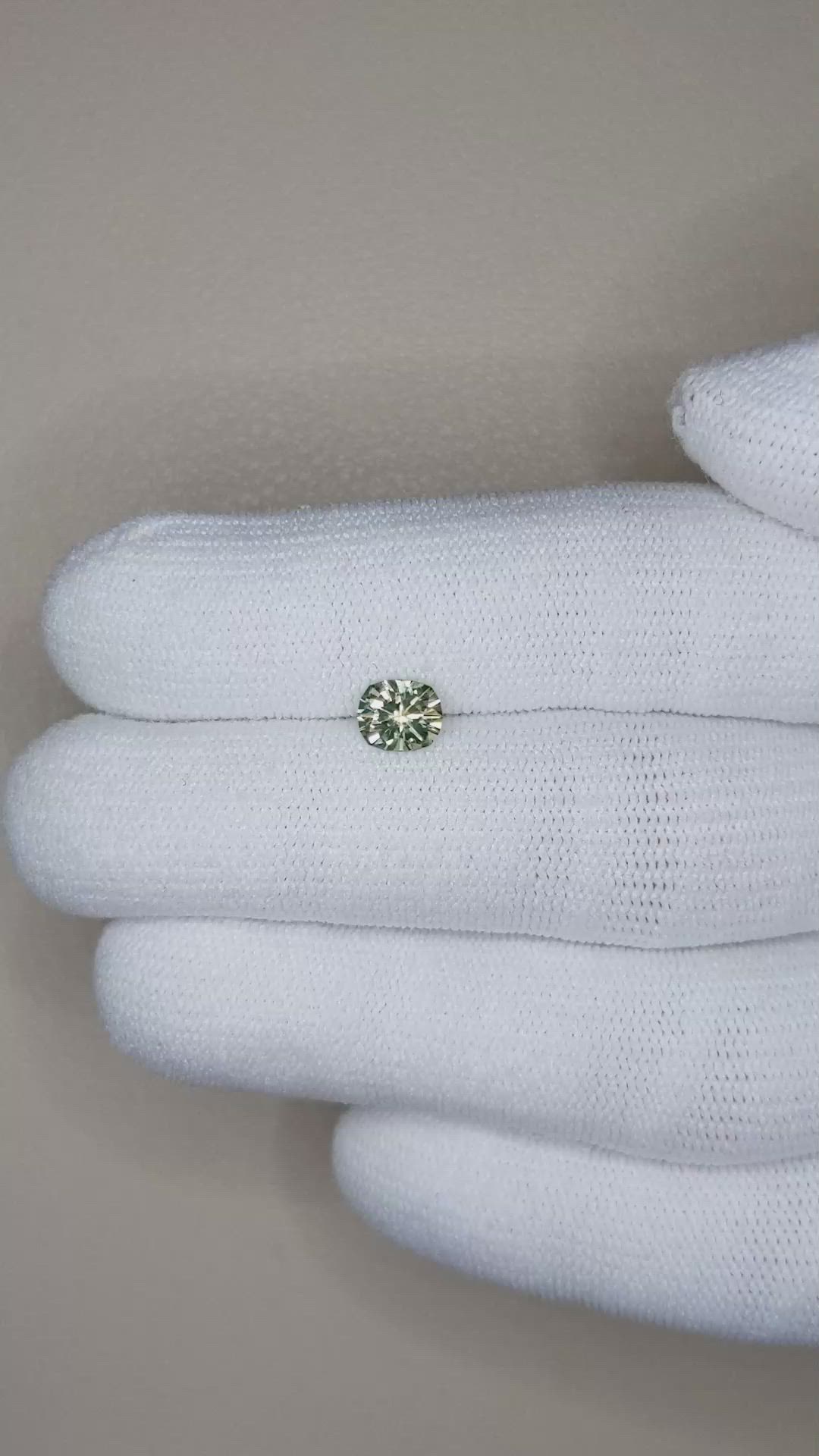 0.76 Ct. Yellowish Green Sapphire from Montana Size Video