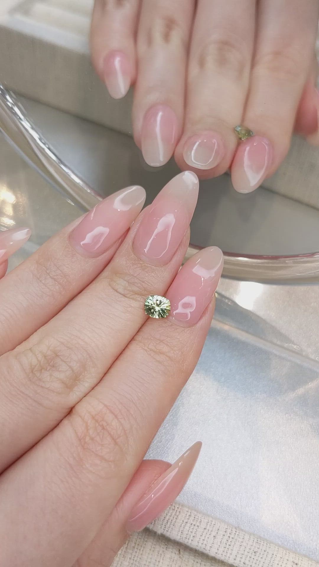 0.76 Ct. Yellowish Green Sapphire from Montana Size Video