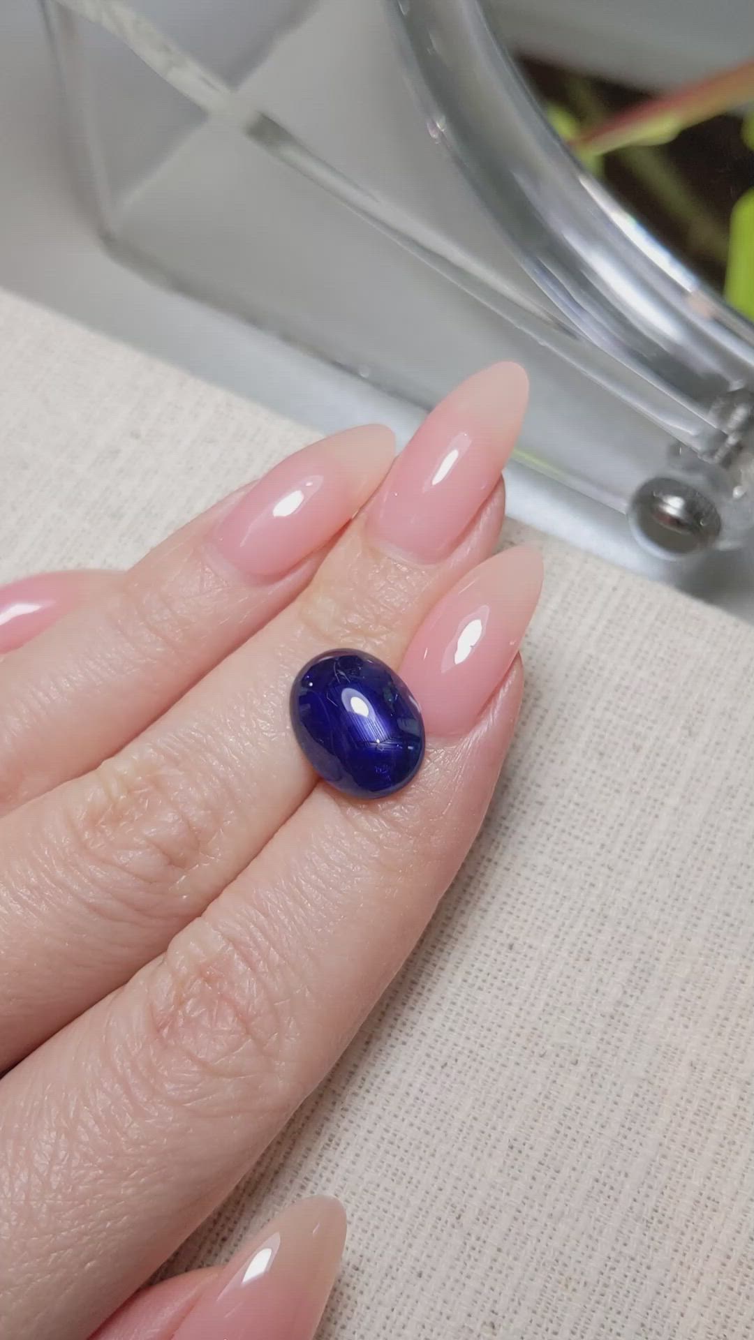 7.64 Ct. Blue Cabochon Sapphire from Burma (Myanmar) Size Video