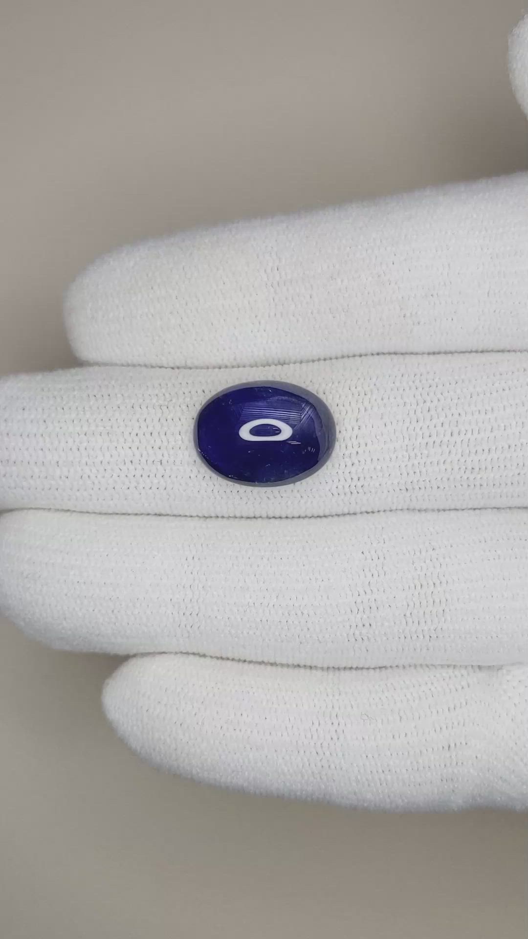 7.64 Ct. Blue Cabochon Sapphire from Burma (Myanmar) Size Video
