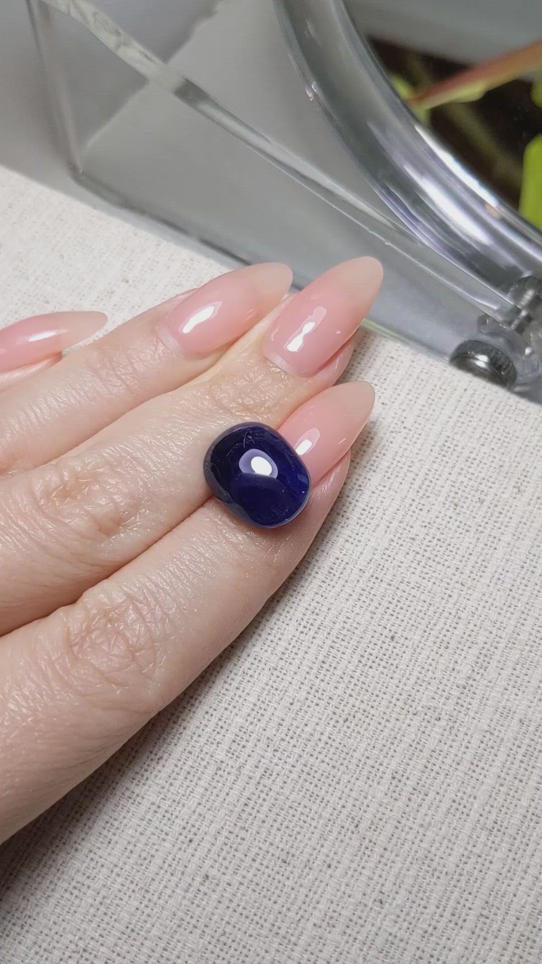 10.99 Ct. Blue Cabochon Sapphire from Burma (Myanmar) Size Video