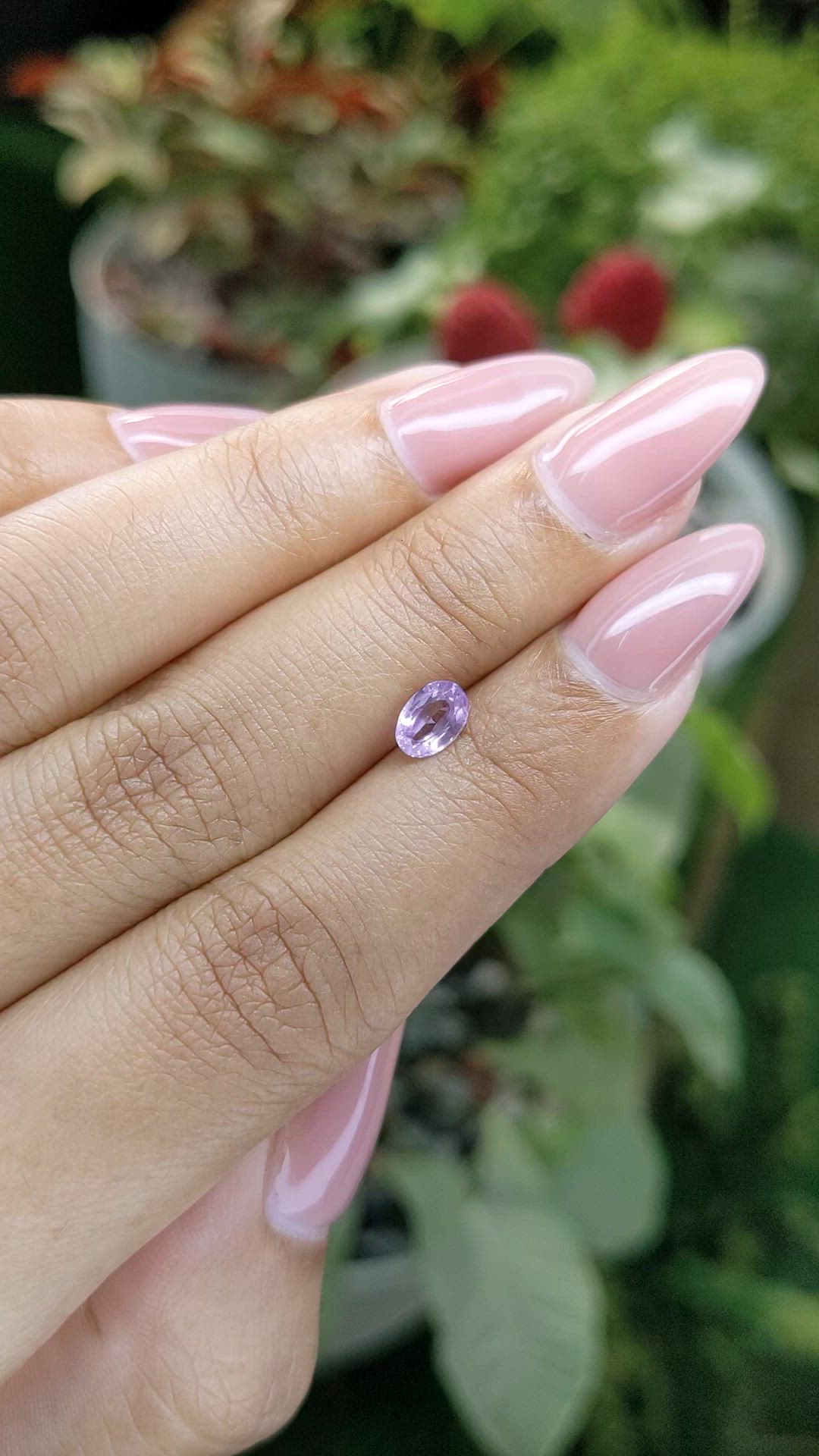 0.68 Ct. Pinkish Purple Sapphire from Ceylon (Sri Lanka) Size Video