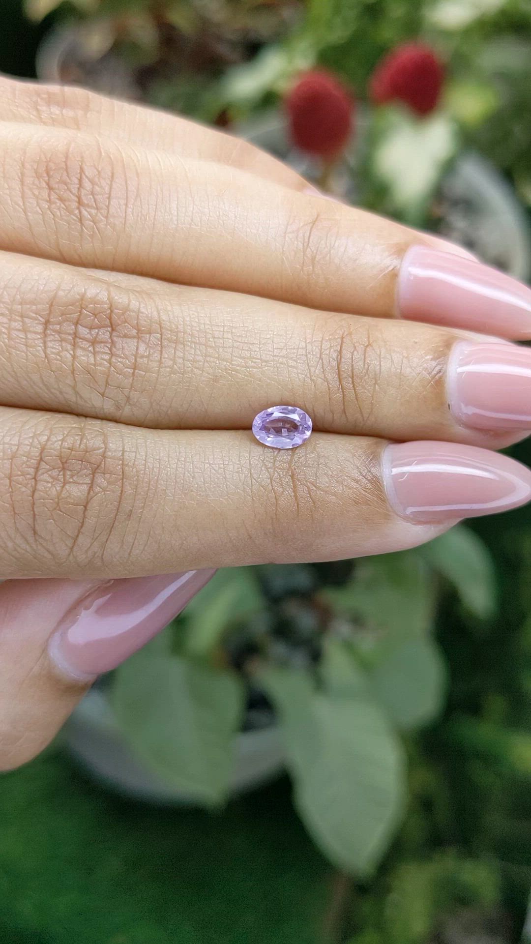 0.68 Ct. Pinkish Purple Sapphire from Ceylon (Sri Lanka) Size Video
