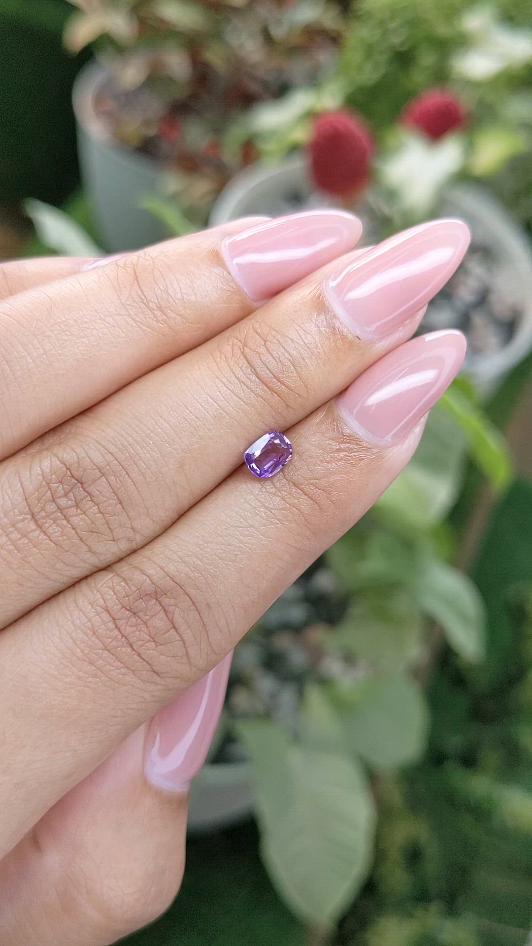 0.56 Ct. Pinkish Purple Sapphire from Ceylon (Sri Lanka) Size Video