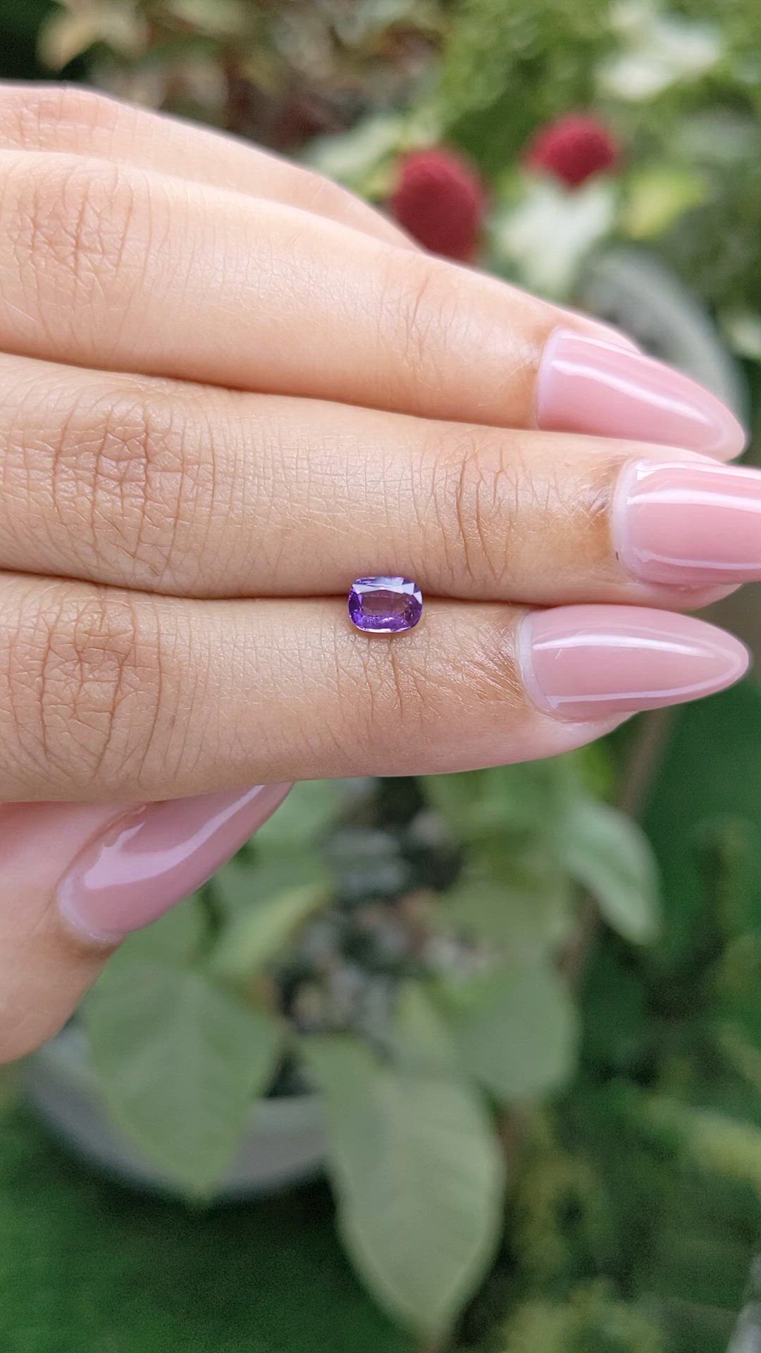 0.56 Ct. Pinkish Purple Sapphire from Ceylon (Sri Lanka) Size Video