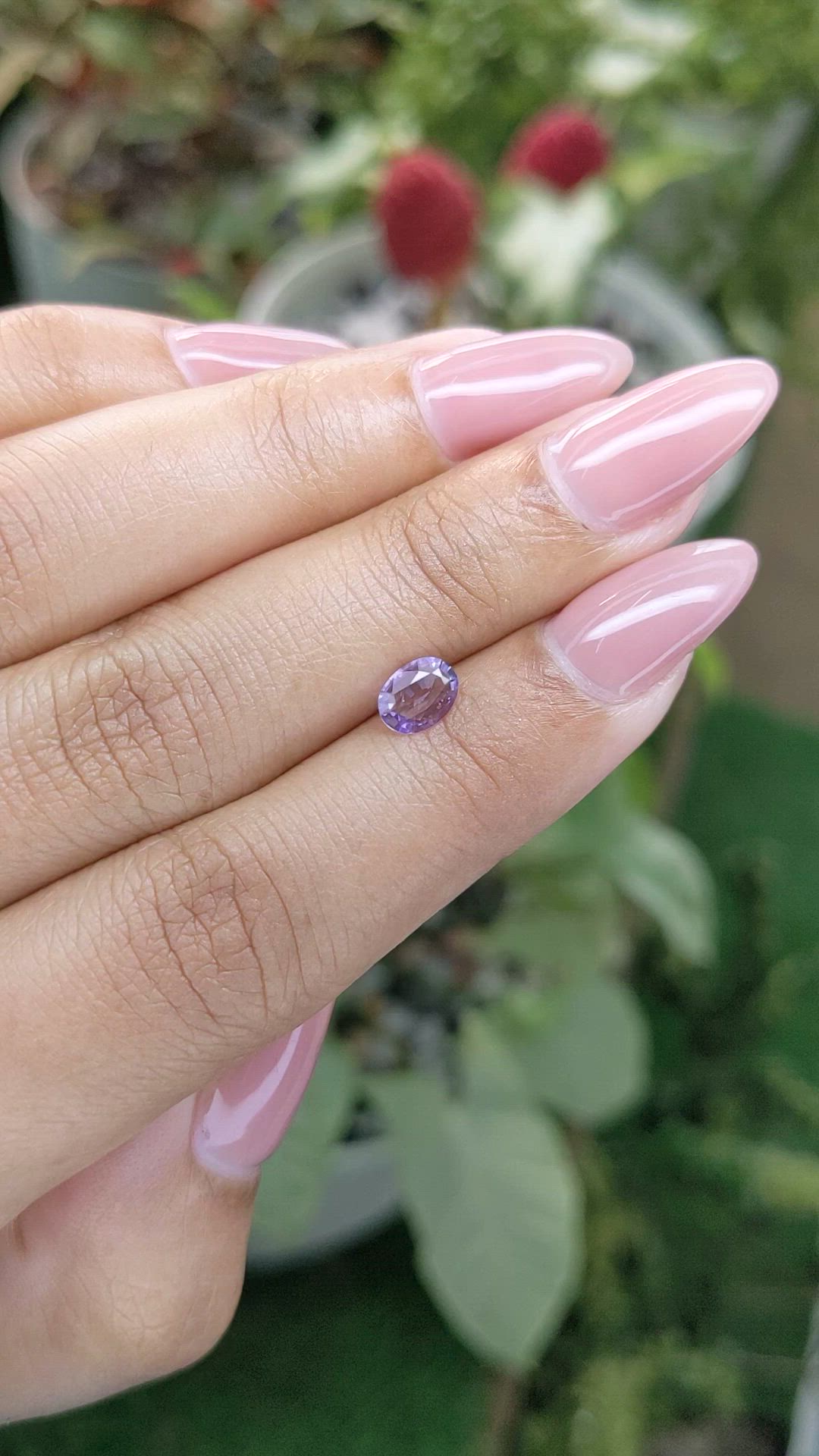 0.52 Ct. Pinkish Purple Sapphire from Ceylon (Sri Lanka) Size Video