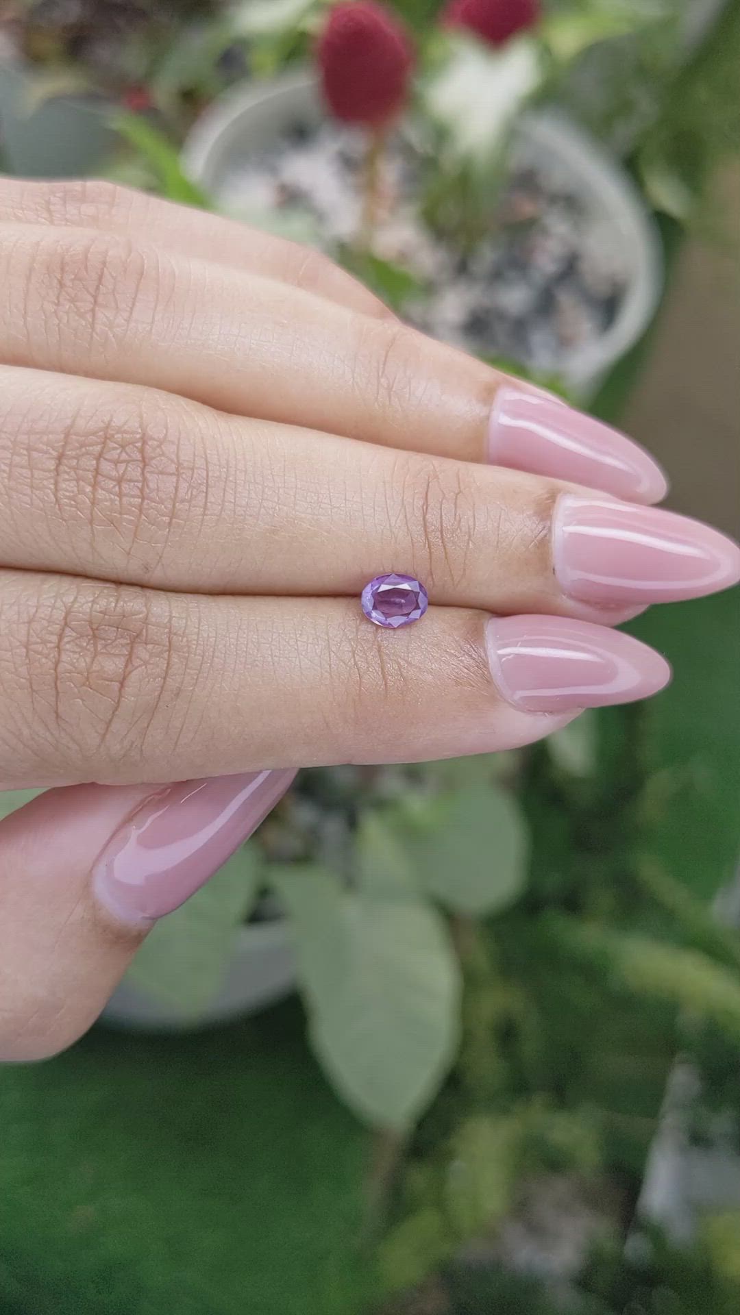 0.46 Ct. Pinkish Purple Sapphire from Ceylon (Sri Lanka) Size Video